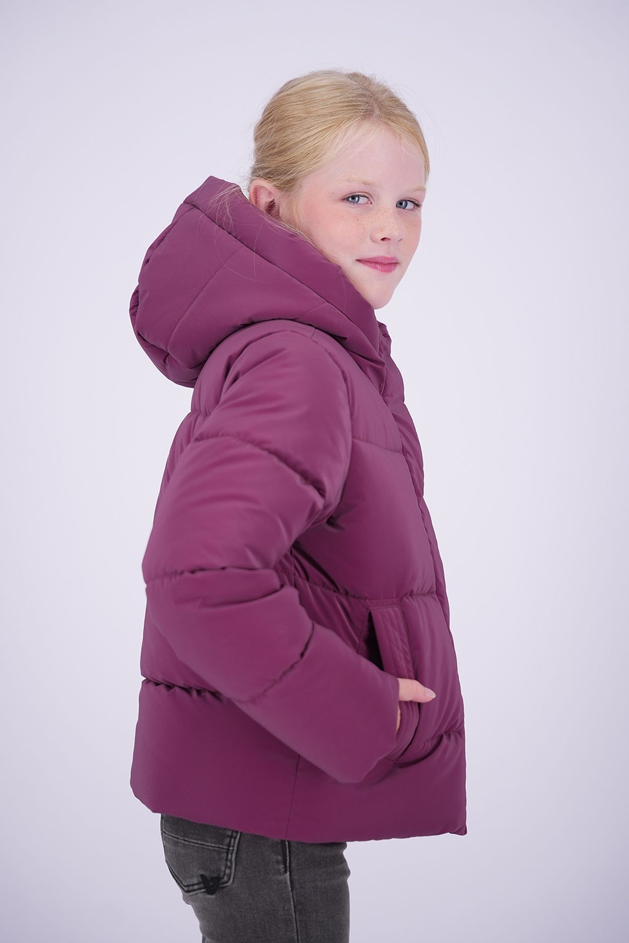 GIRLS TIBANA JACKET OUTDOOR BURGUNDY RED 4