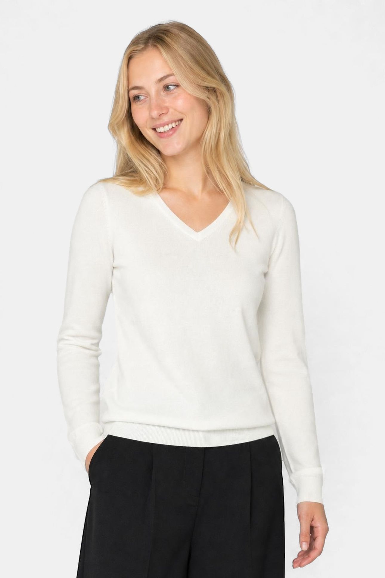 V-NECK SWEATER OFF WHITE 1