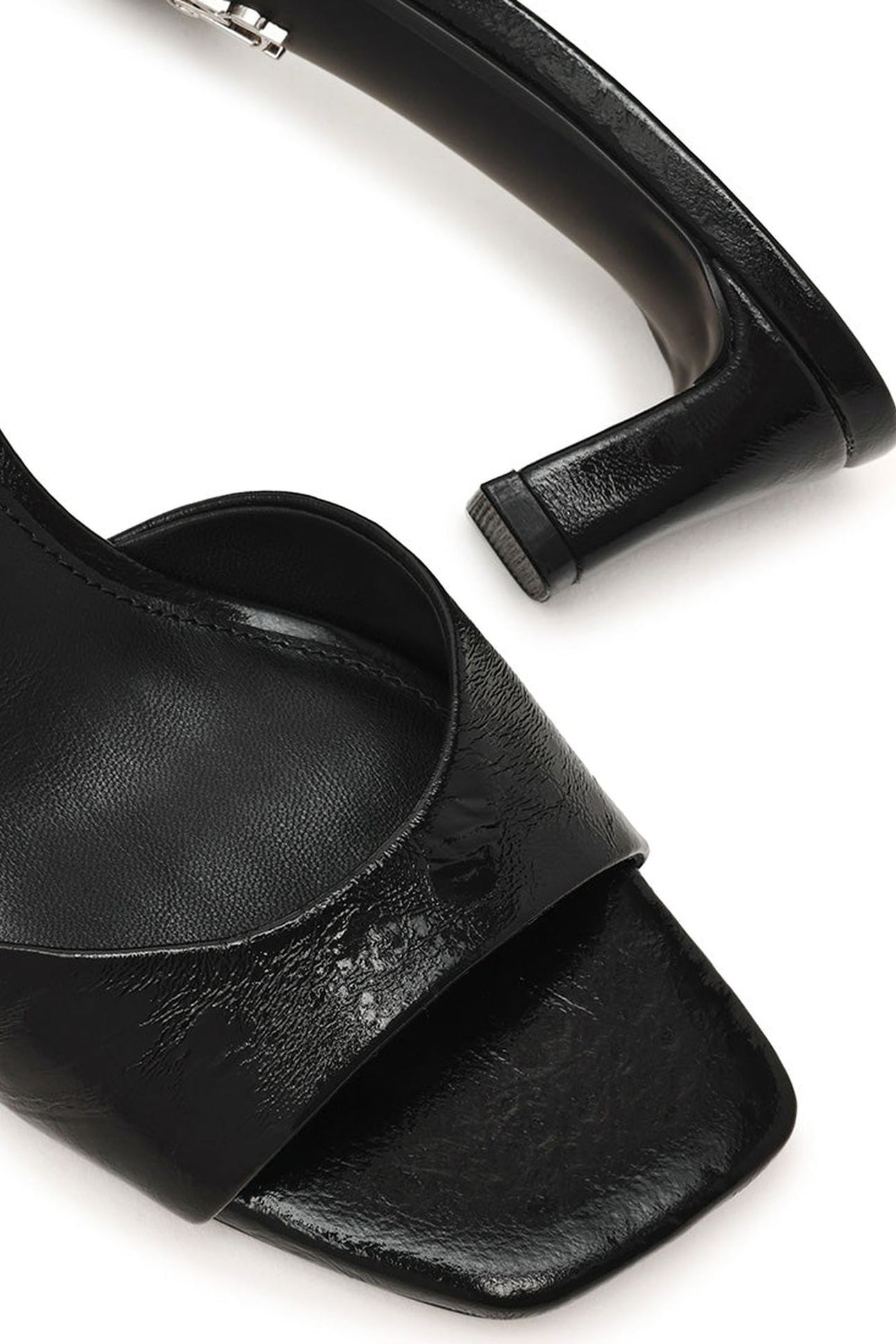 HINTS MULES BLACK CRINKLE LEATHER 4