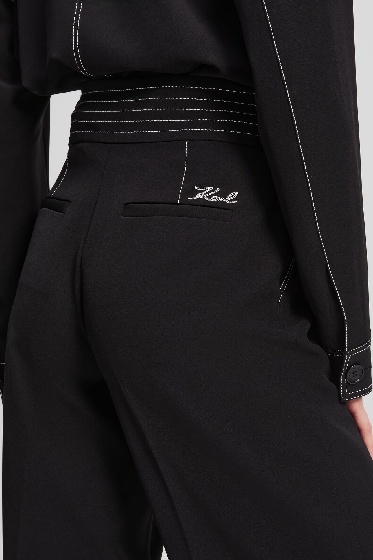 CONTRAST STITCH PANTS BLACK 6