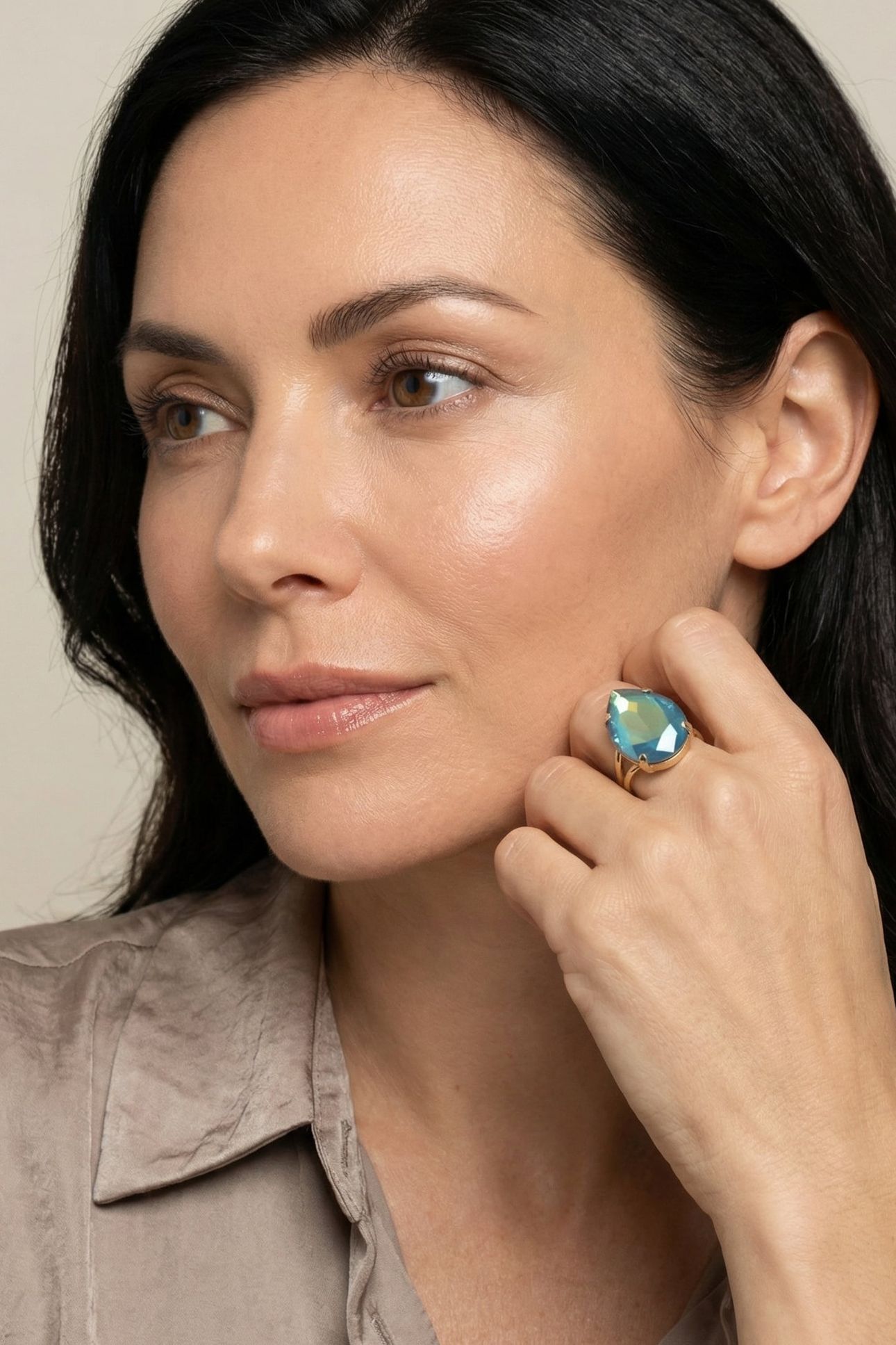 LA REINA RING WHITE OPAL STAR SHINE BLUE 4