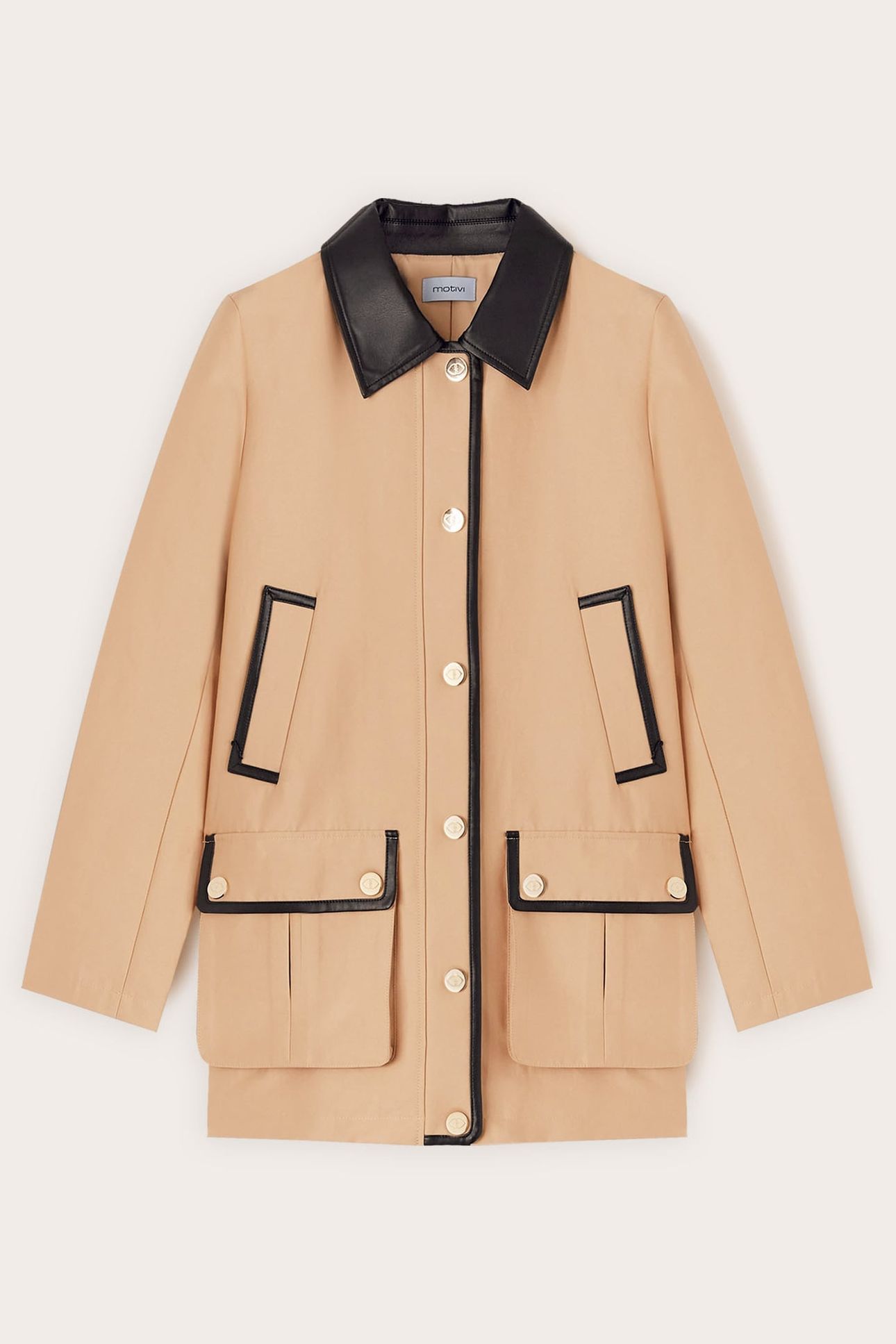 JACKET WITH COATED FABRIC INSERTS BEIGE 4