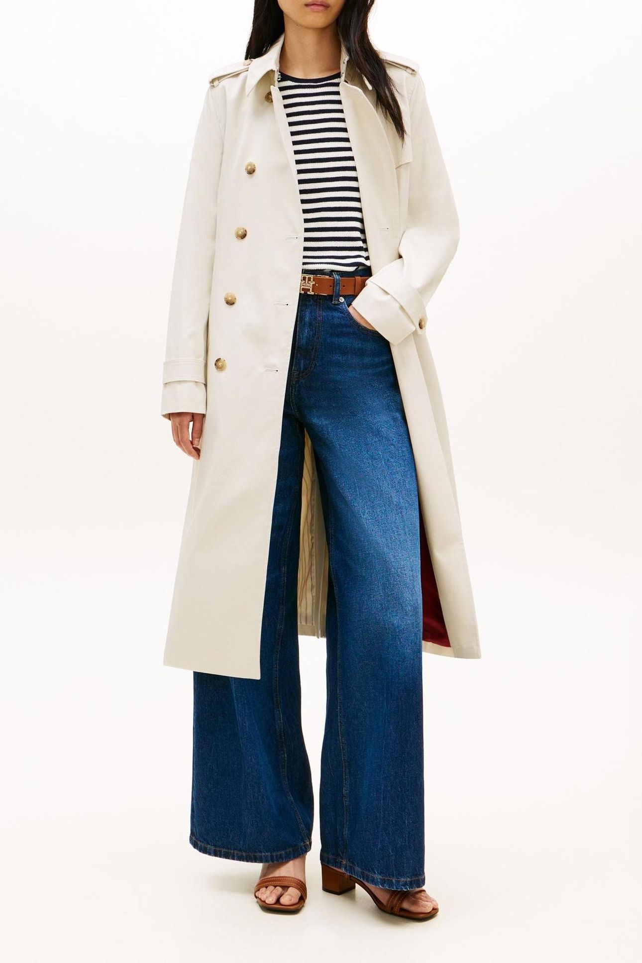 SLIM COTTON MIDI TRENCH LIGHT SILT 1