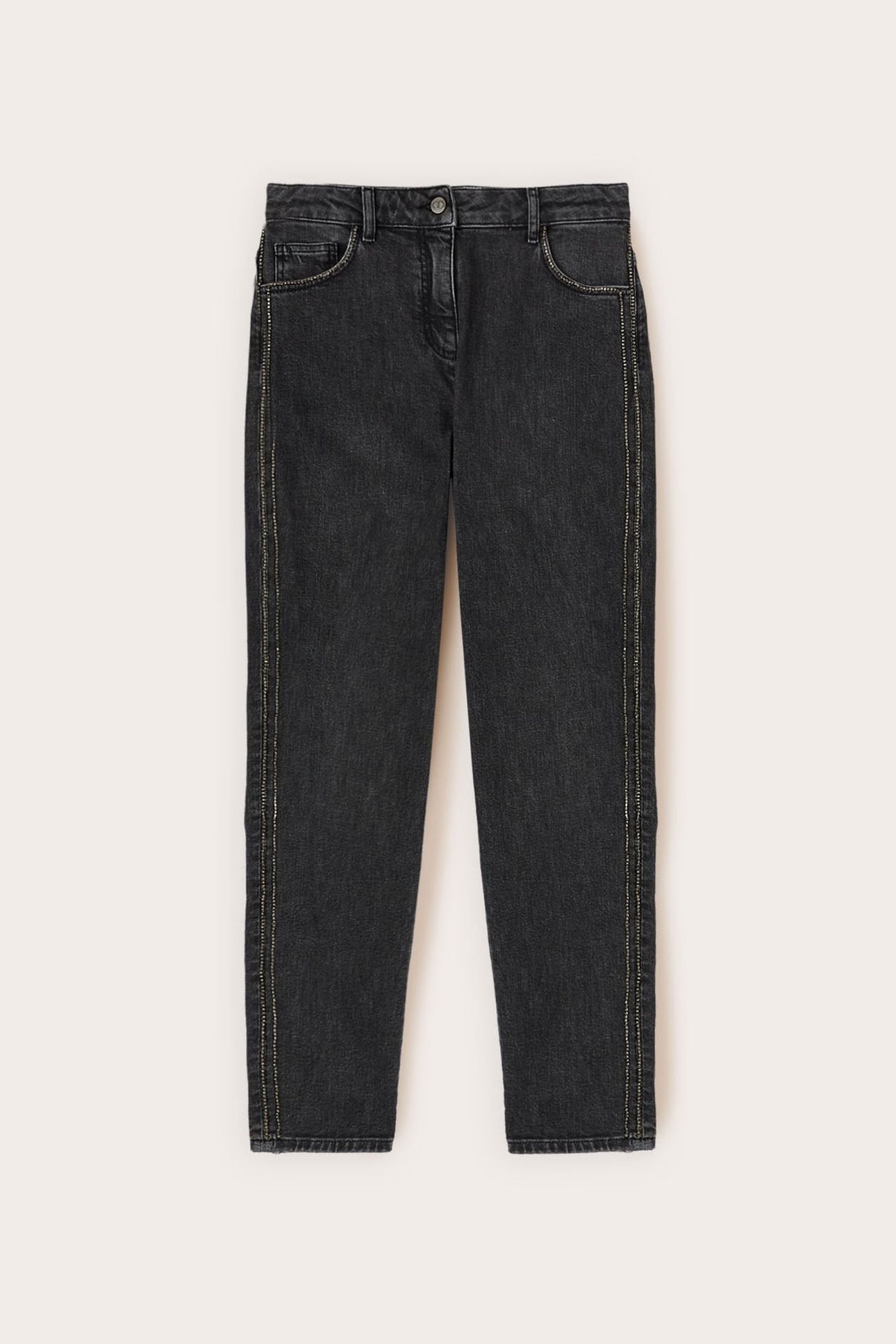 MUM FIT JEANS WITH SIDE STONE EMBROIDERY BLACK 4