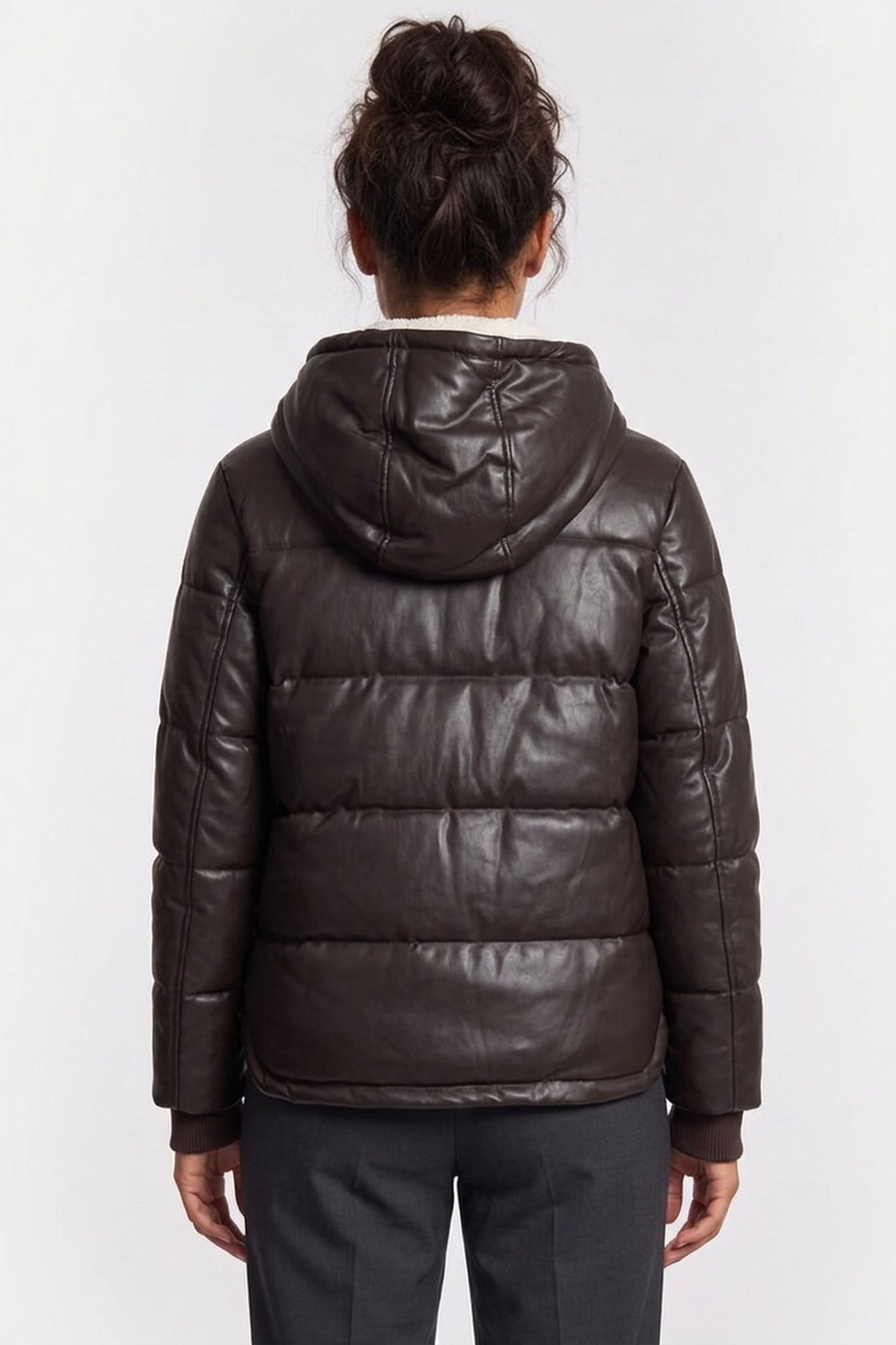 FAUX LEATHER PUFFER CHOCOLATE 2