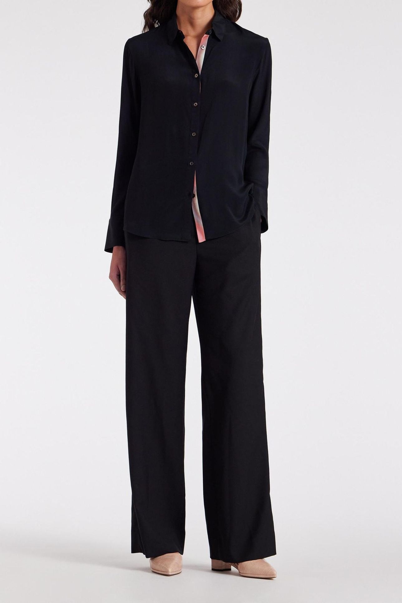 WOMENS SPRAY SWIRL PLACKET SHIRT BLACK 2