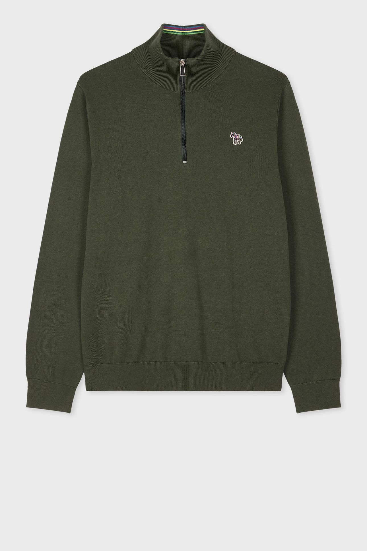 MENS SWEATER ZIP NECK ZEB BAD VERY DARK GREEN 4