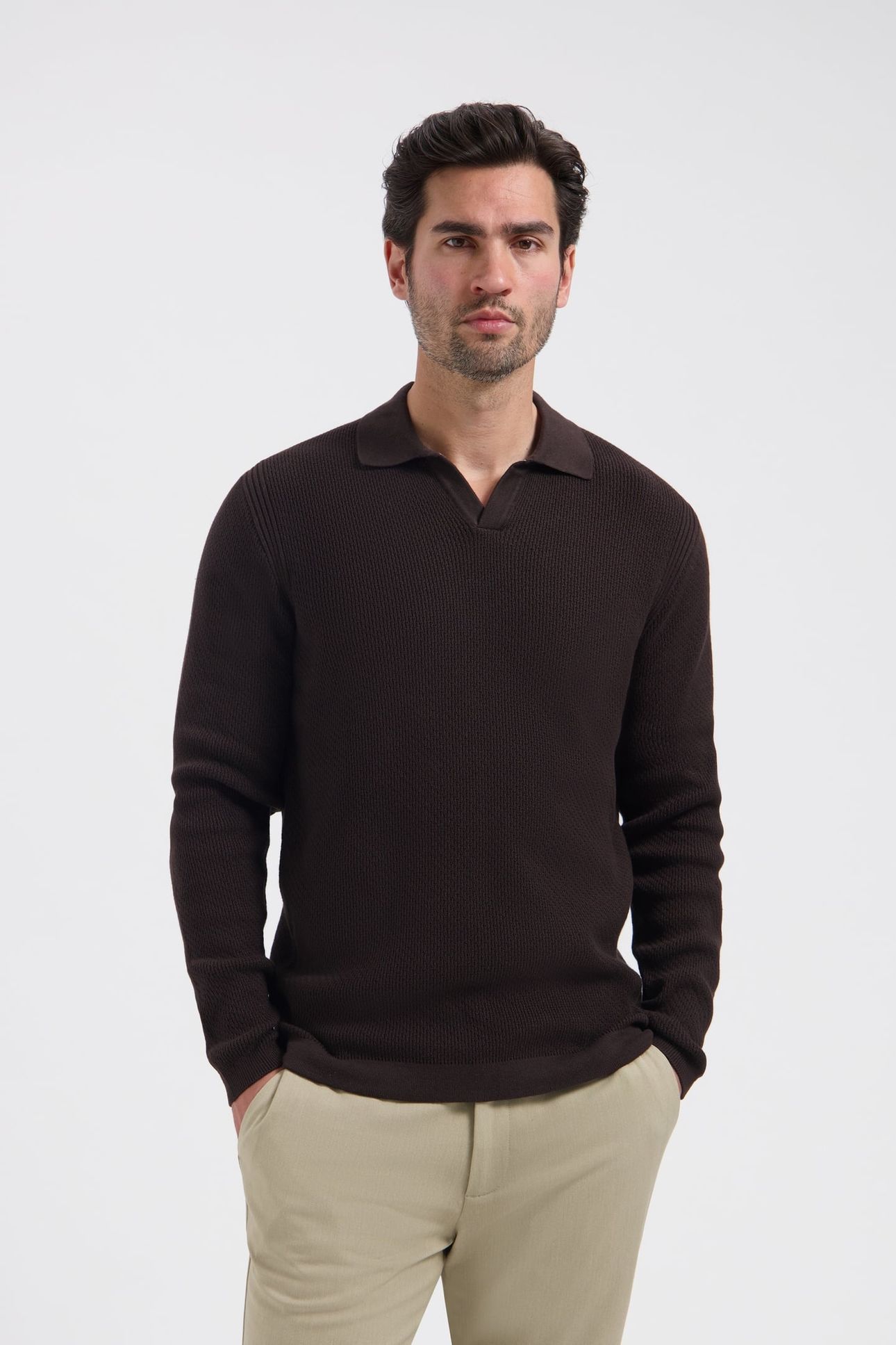 DS_KOSTAS LONGSLEEVE POLO DK. BROWN 1