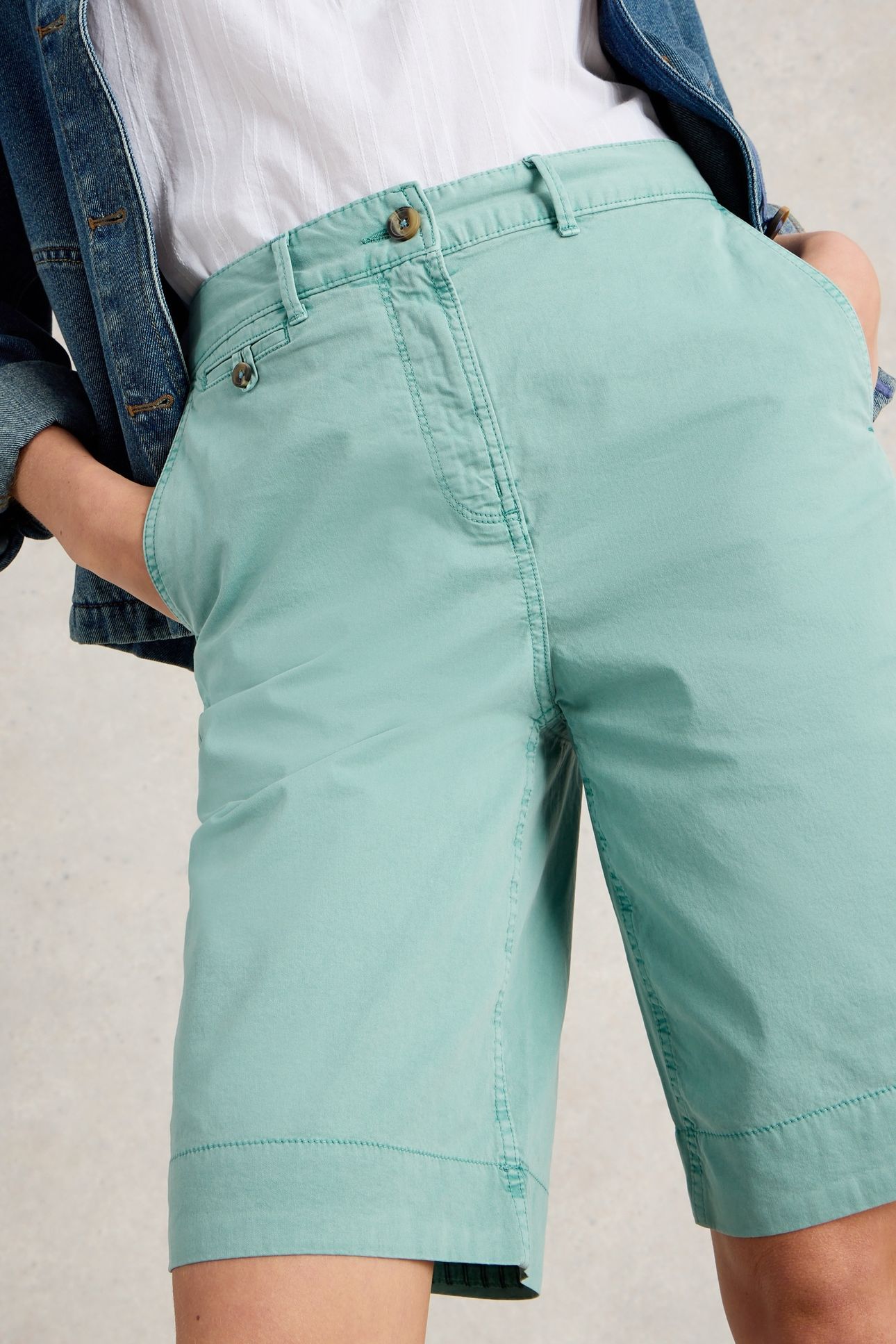 HAYLEY ORGANIC CHINO SHORT MID TEAL 2