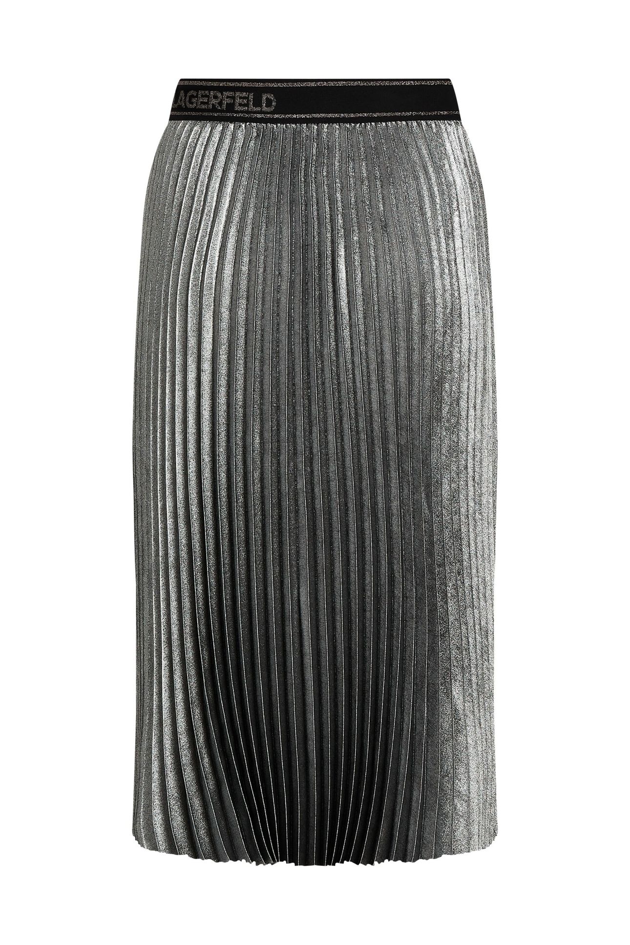 FOIL PLEATED SKIRT GUNMETAL 5