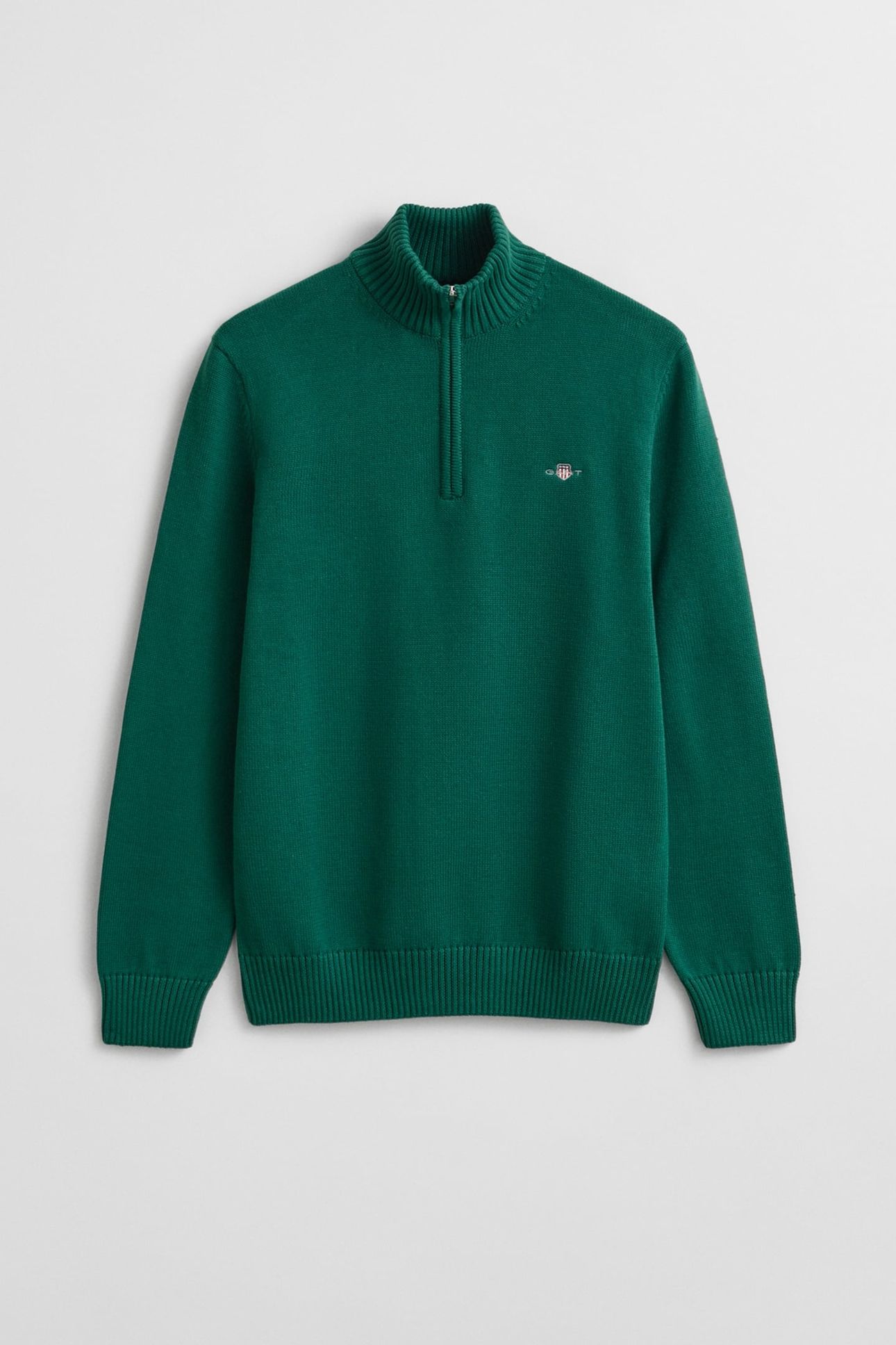 COTTON KNIT HALF-ZIP SWEATER DEEP FOREST GREEN 4