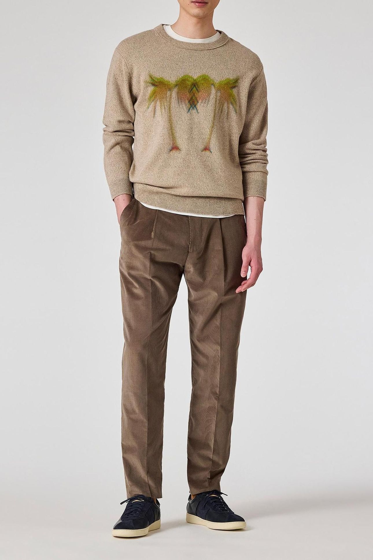 MENS SWEATER CREW NECK LIGHT BEIGE 2