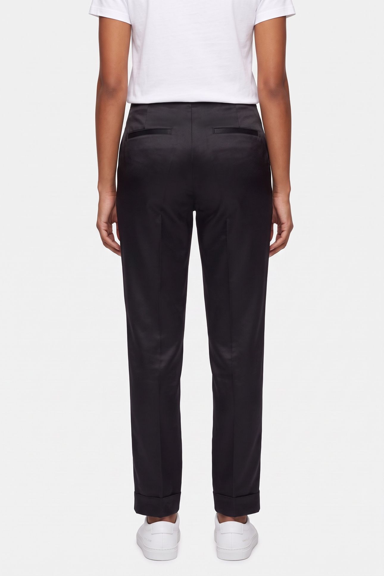 EVETTE LEAN SATIN TROUSERS BLACK 2