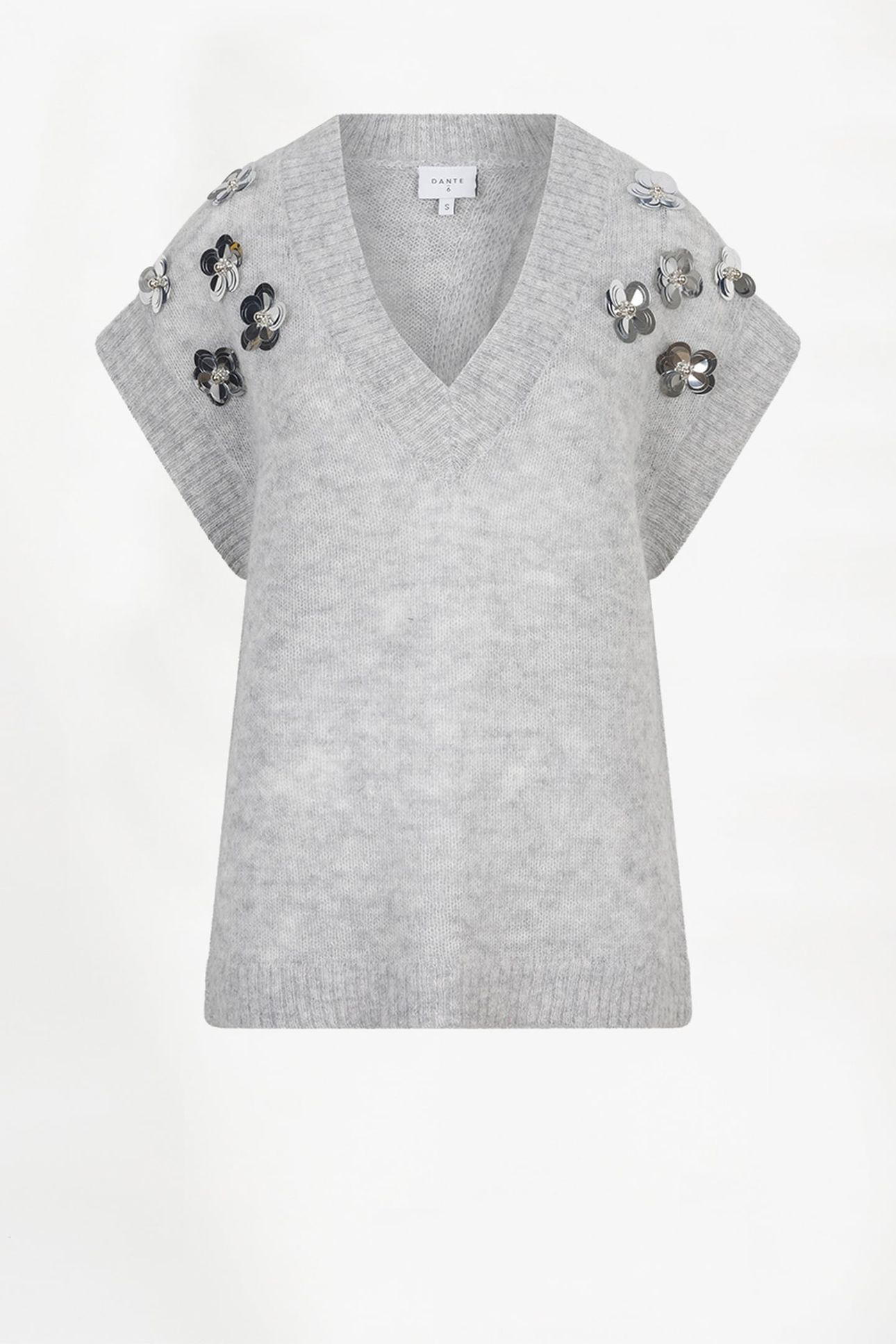 NYCIA SLEEVELESS SEQUIN SWEATER HEATHER GREY 4