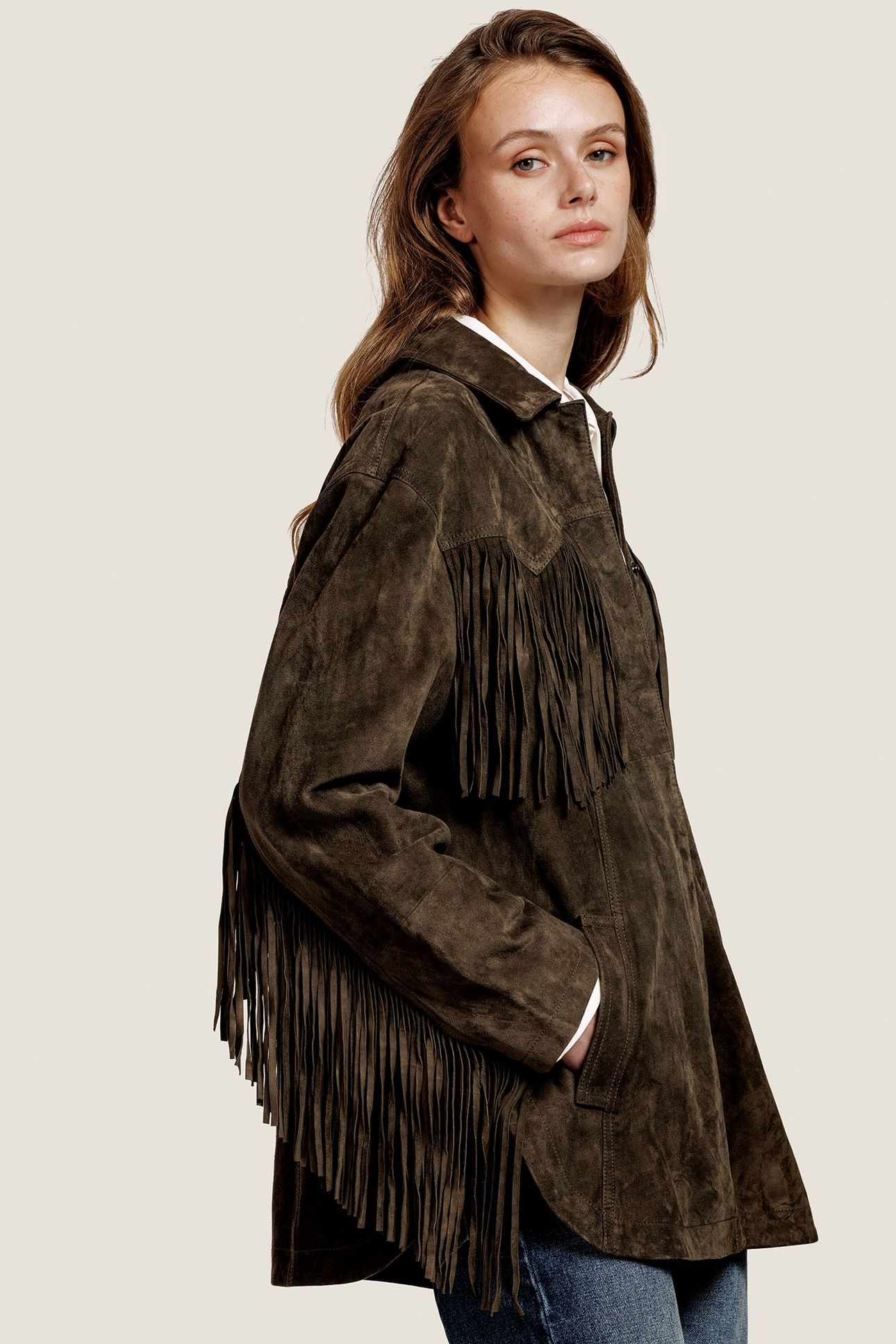 GINNY SUEDE JACKET OLIVE 3