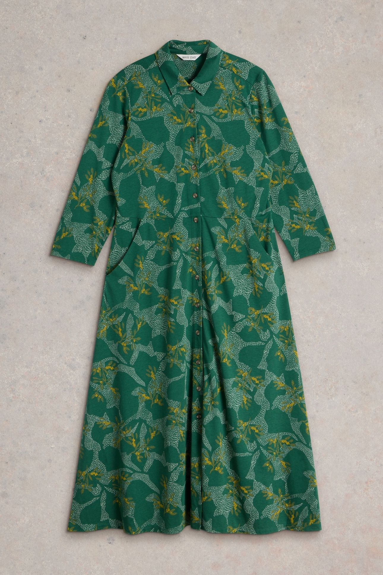 RUA JERSEY SHIRT DRESS GREEN MULTI 3