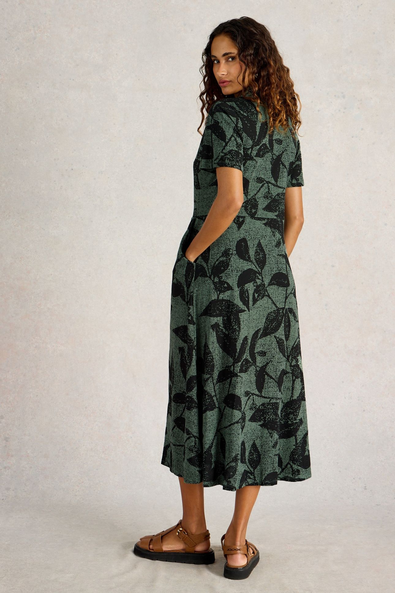 RUA JERSEY SHIRT DRESS GREEN PRINT 3