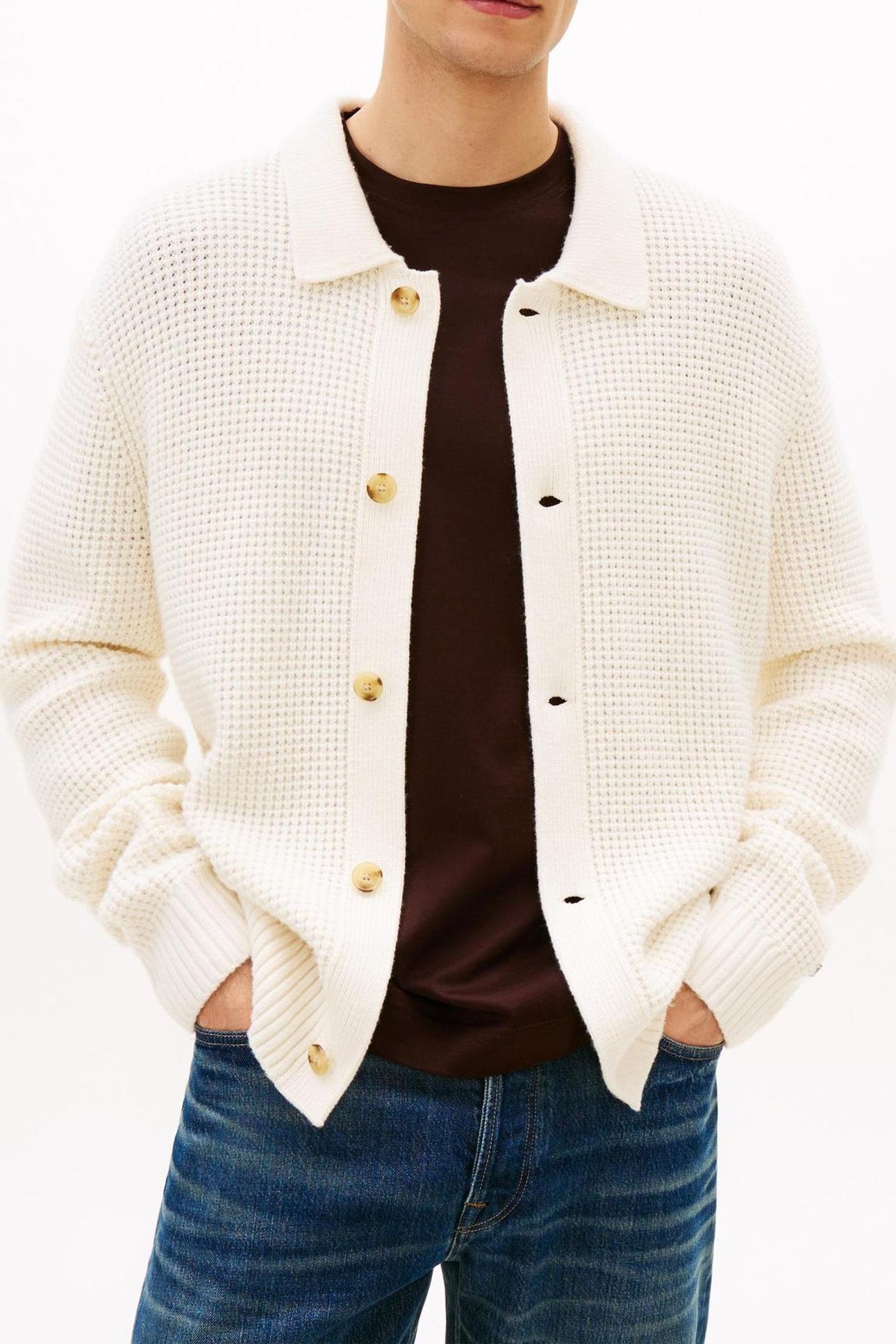 DC BUTTON UP CARDIGAN IVORY PETAL 2