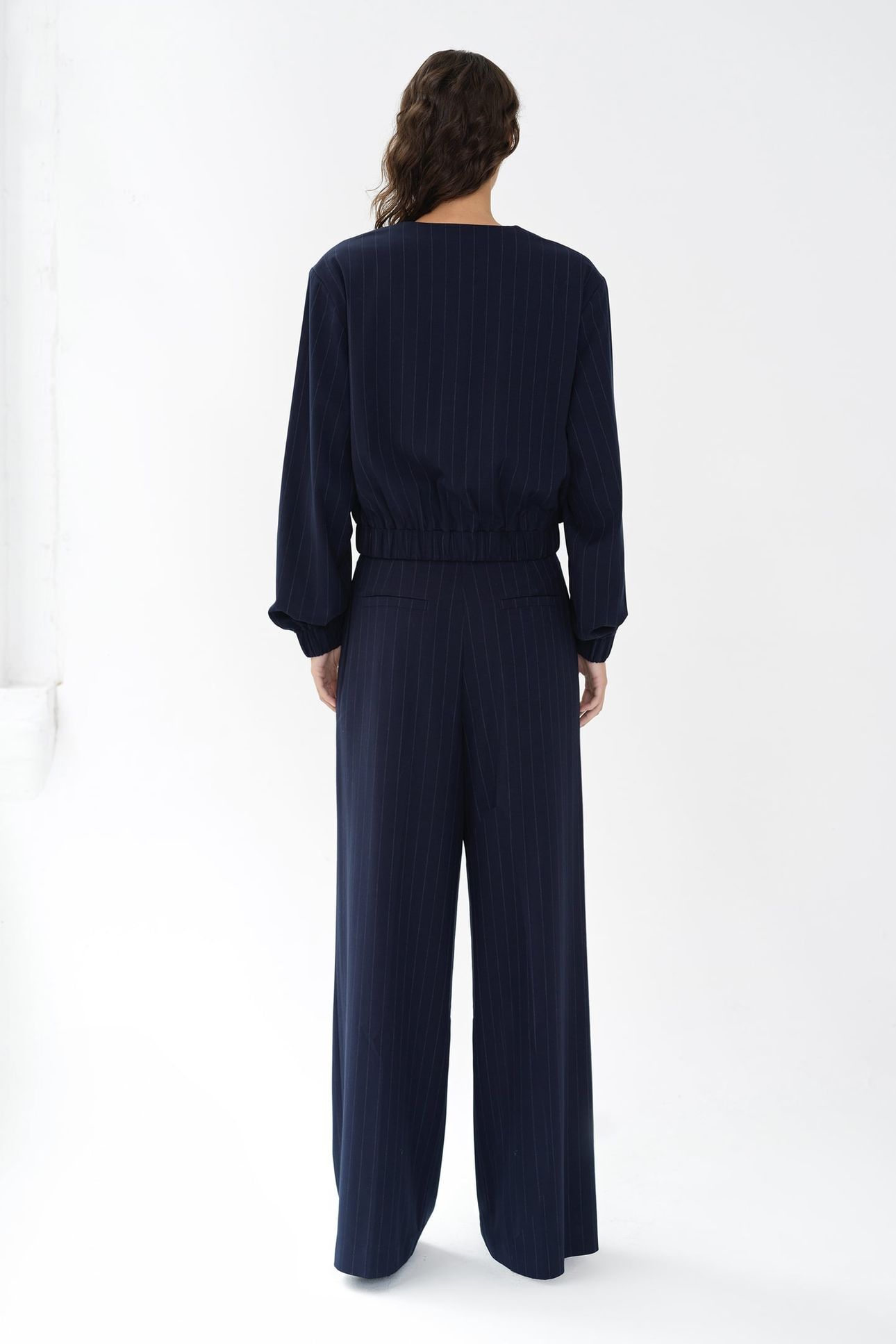 ALIA PINSTRIPE BOMBER JACKET NAVY/LINEN WHITE 2