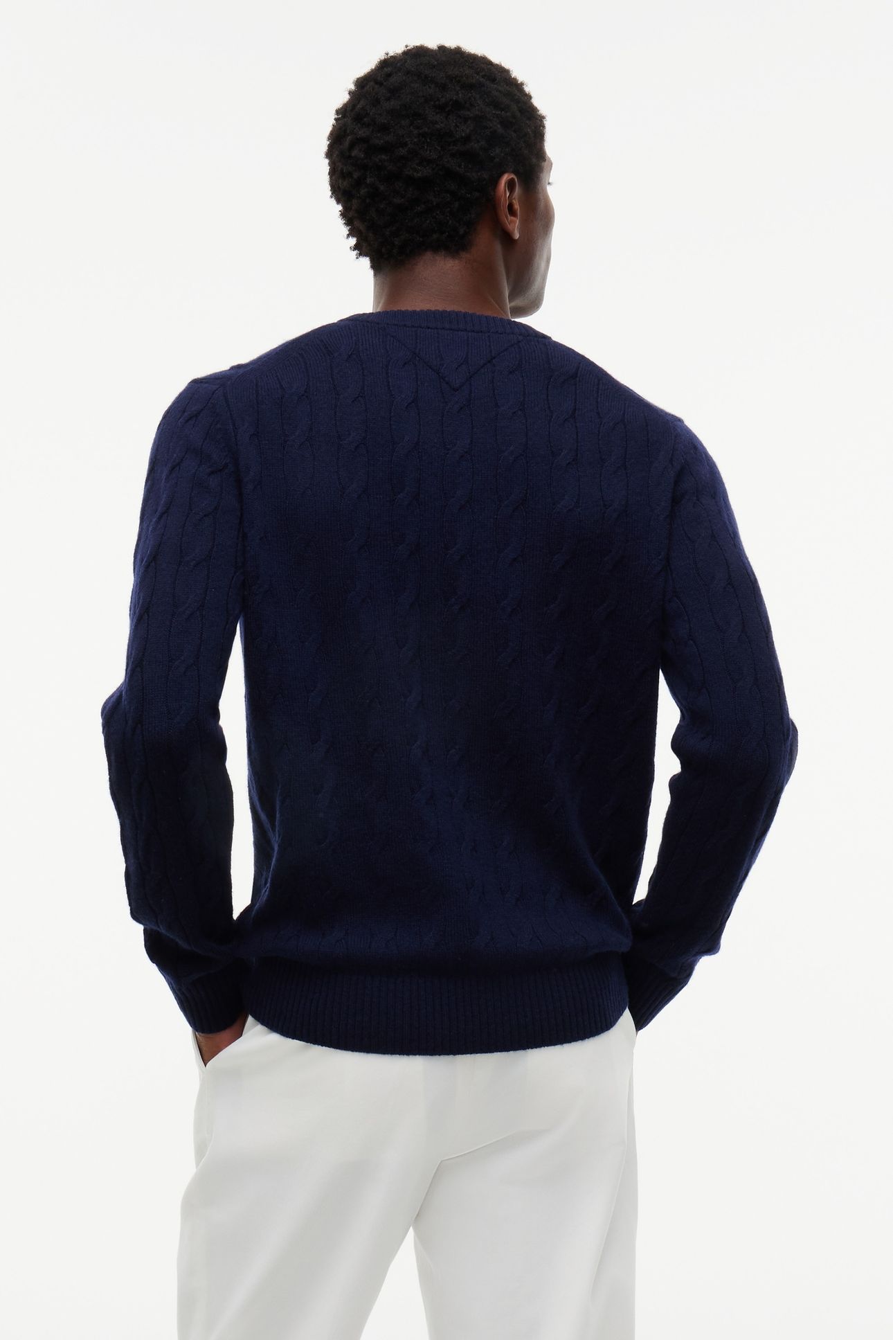 LAMBSWOOL CABLE CREW NAVY BLUE 4