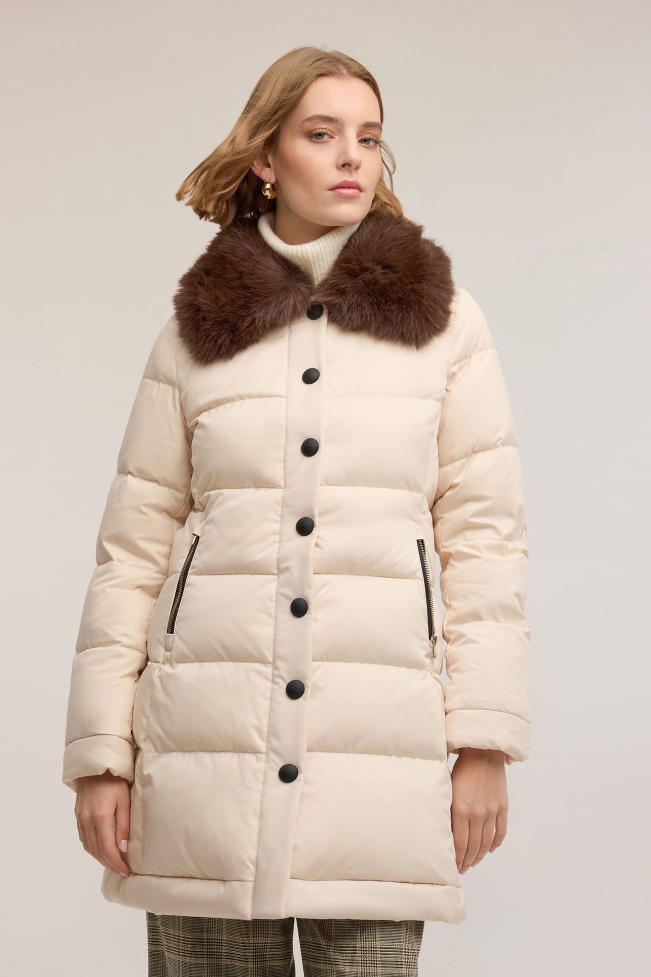 LONG DOWN JACKET WITH HIGH COLLAR WHITE 2