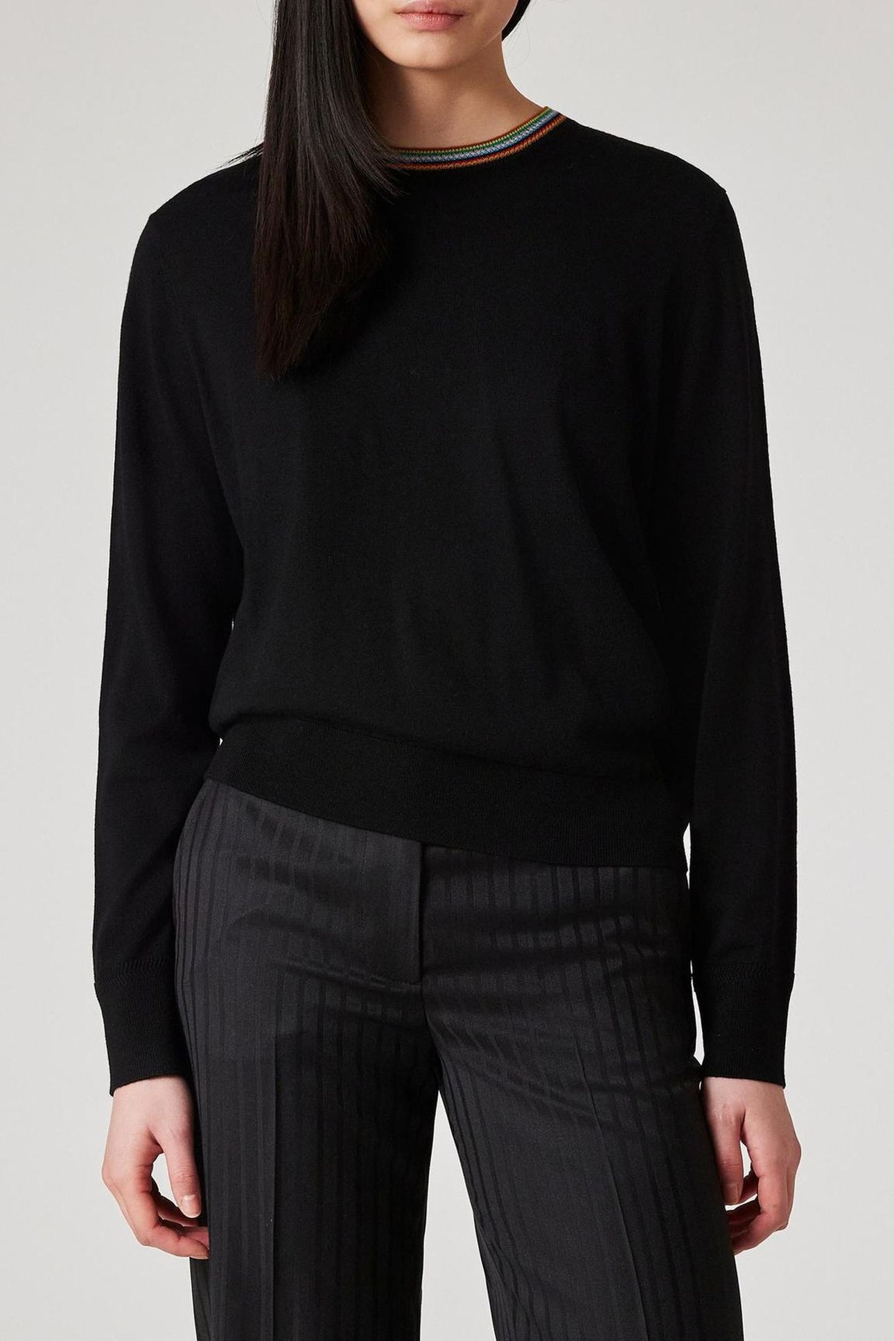 WOMENS KNITTED SWEATER CREW NECK BLACK 1