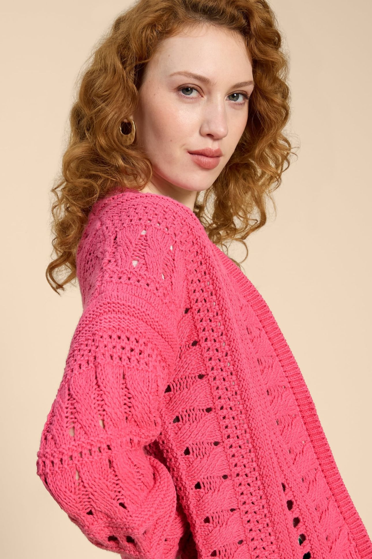 CASEY CROCHET CARDI BRIGHT PINK 6