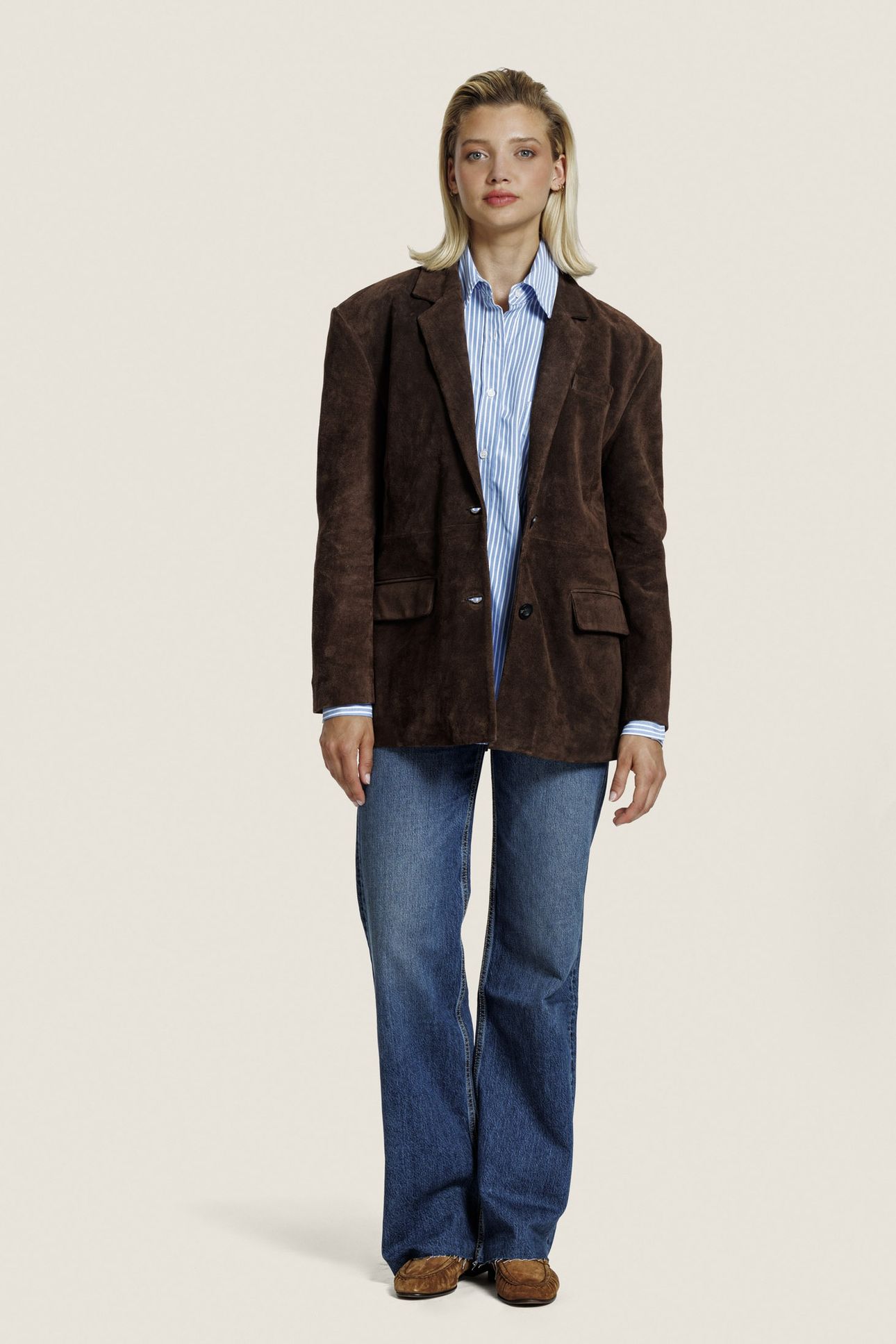 JILL SUEDE JACKET DARK BROWN 1