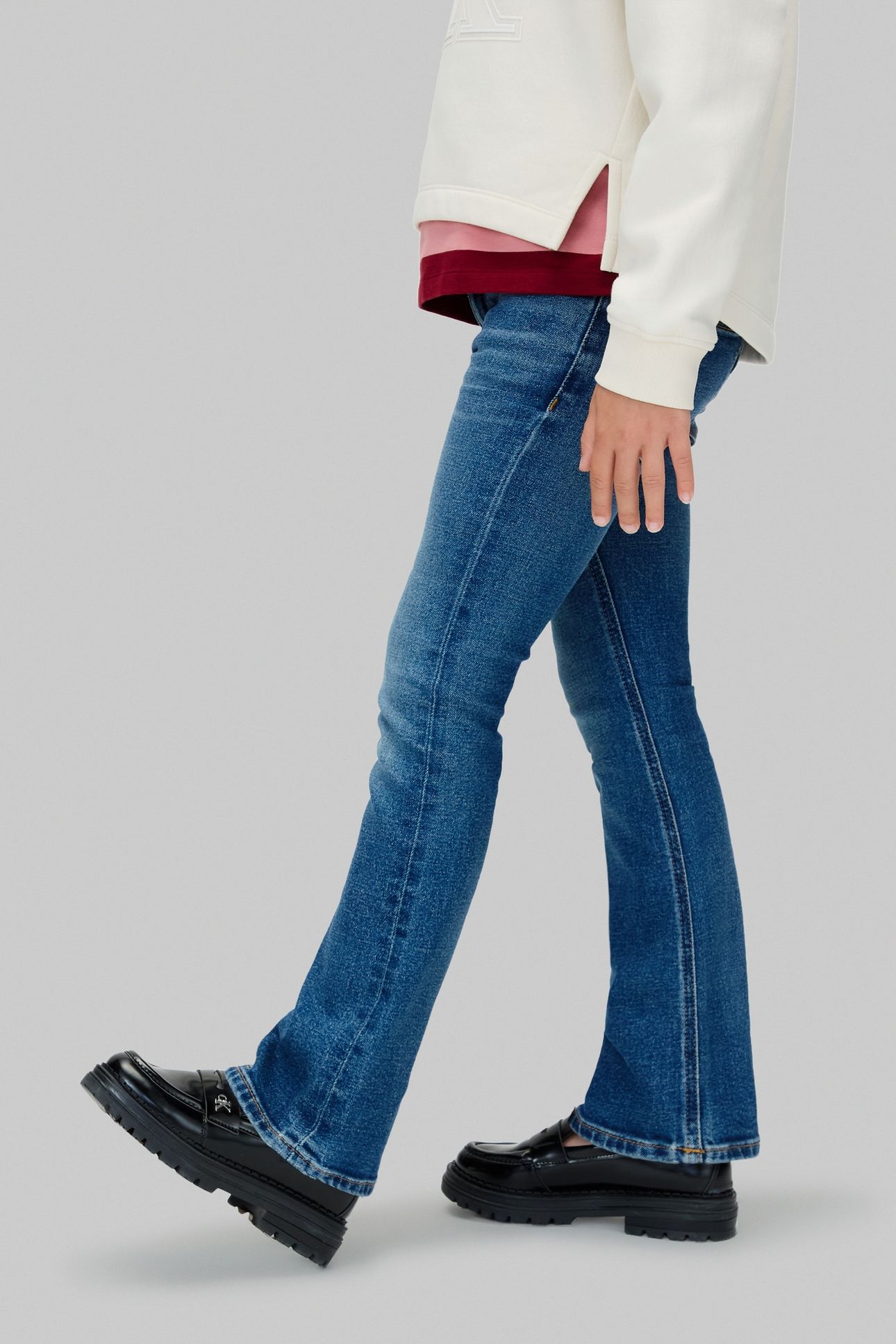 GIRLS MID RISE FLARE DARK BLUE 6