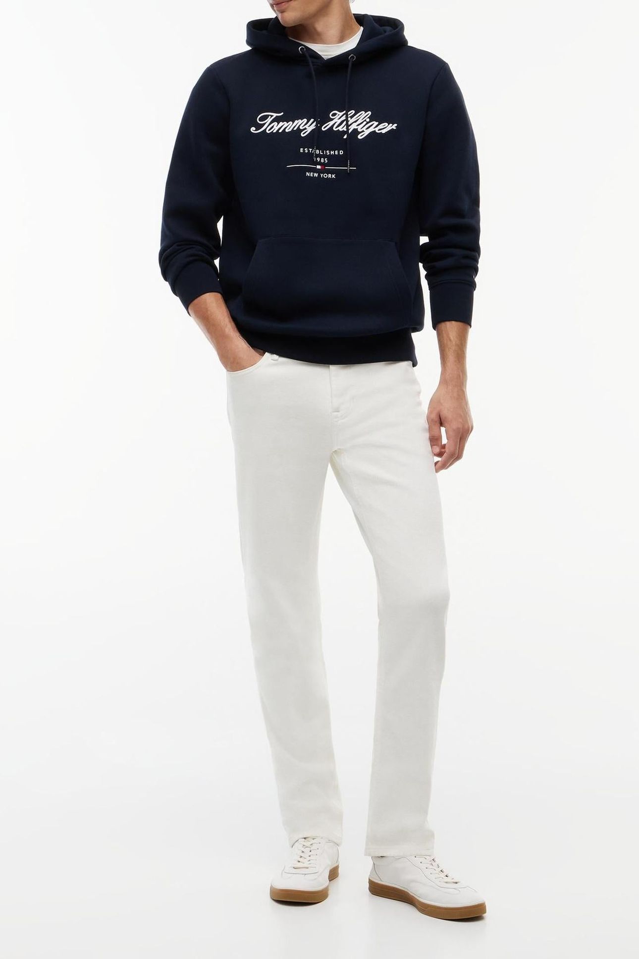 SCRIPT LOGO HOODIE NAVY BLUE 3