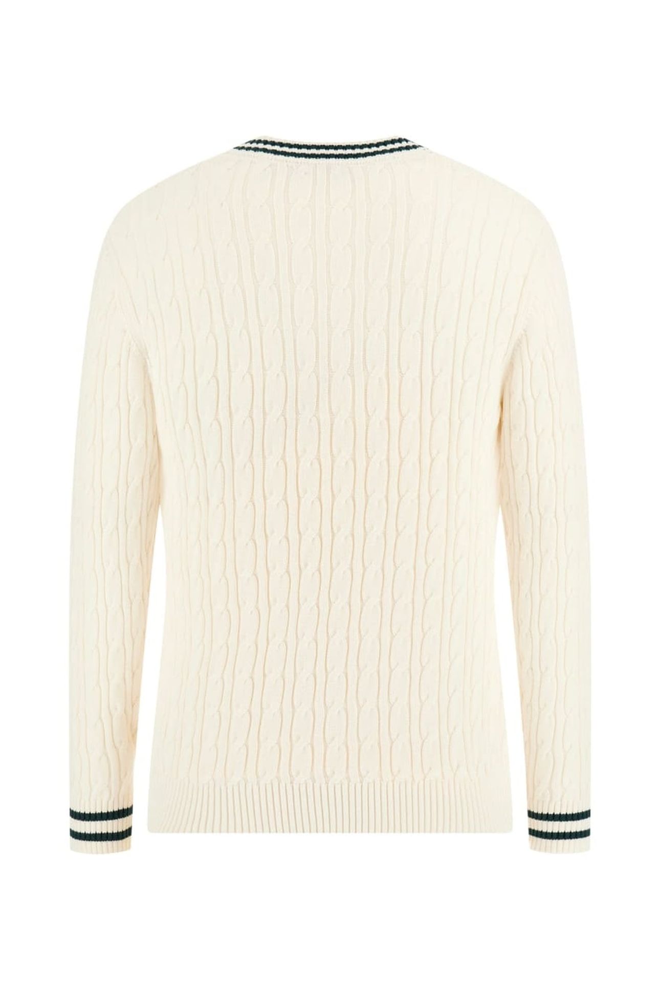 HEWIE V NECK CABLE S SALT WHITE 4