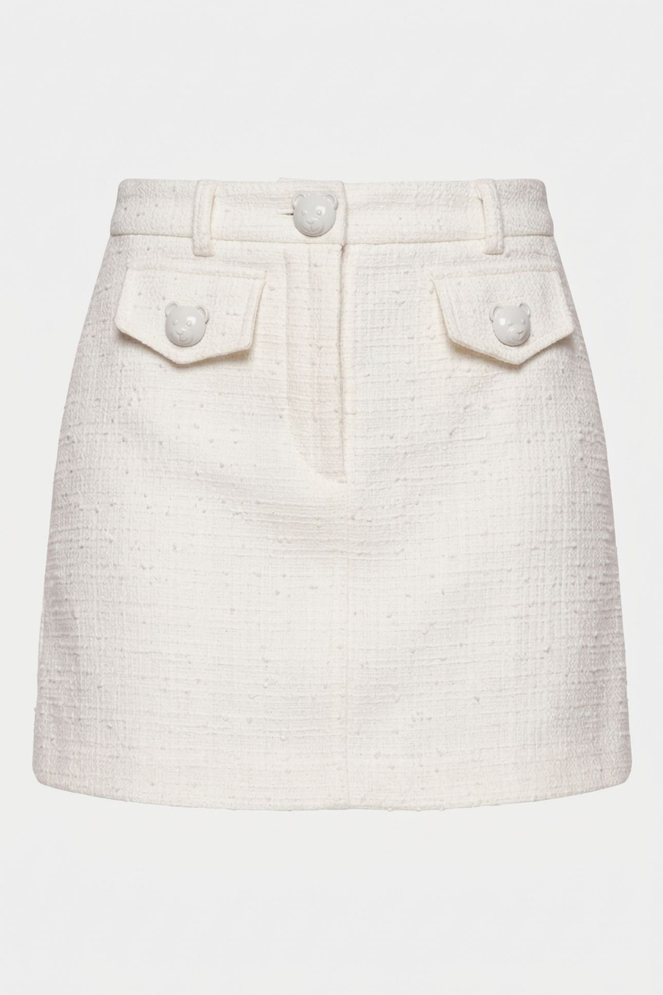TEDDY BUTTONS TWEED MINI SKIRT WHITE 3
