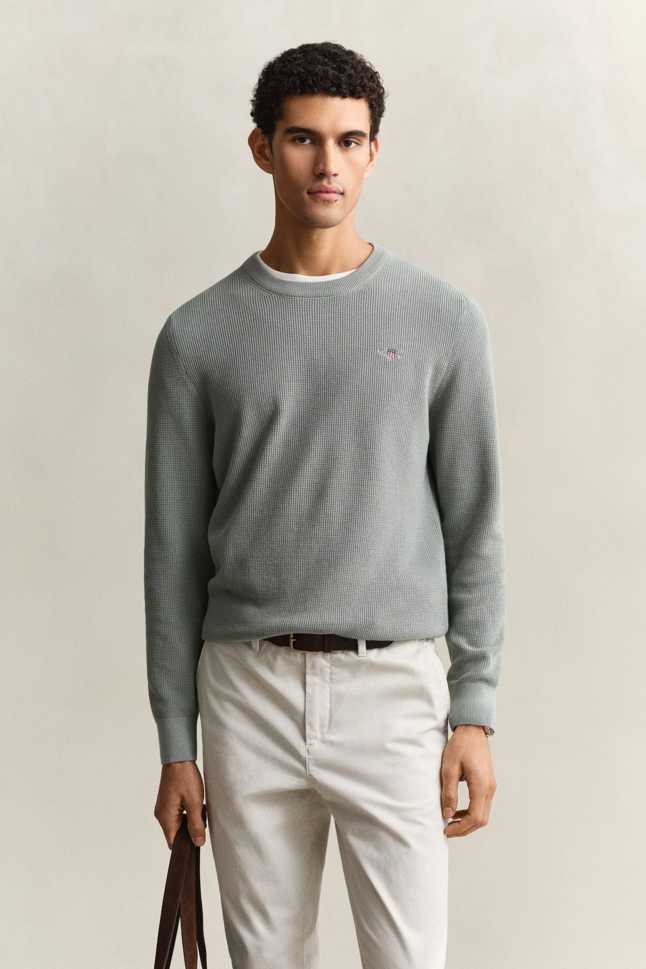WAFFLE KNIT SWEATER CERAMIC GREY 1