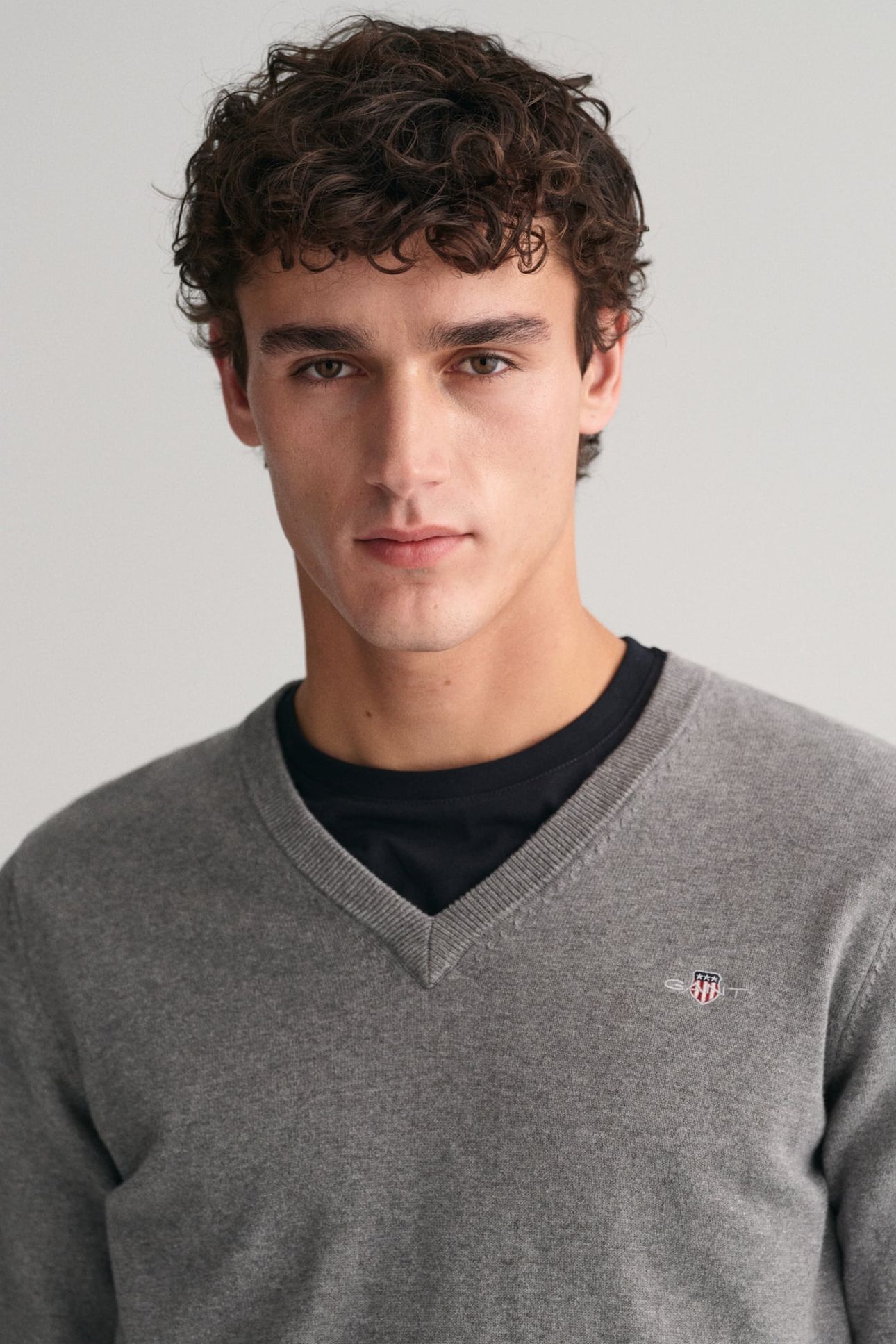 CLASSIC COTTON V-NECK DARK GREY MELANGE 7