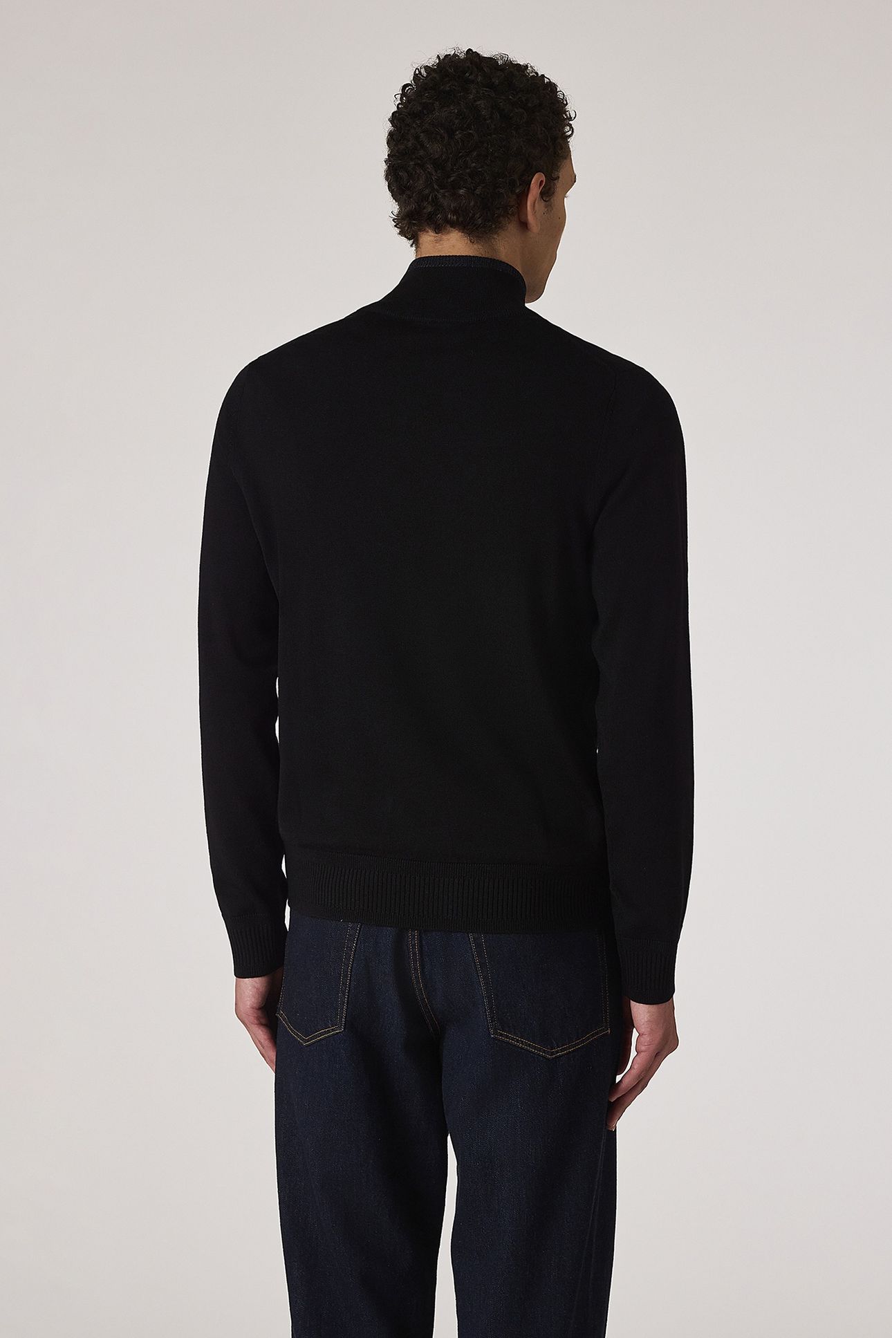 MENS SWEATER ZIP NECK BLACK 2