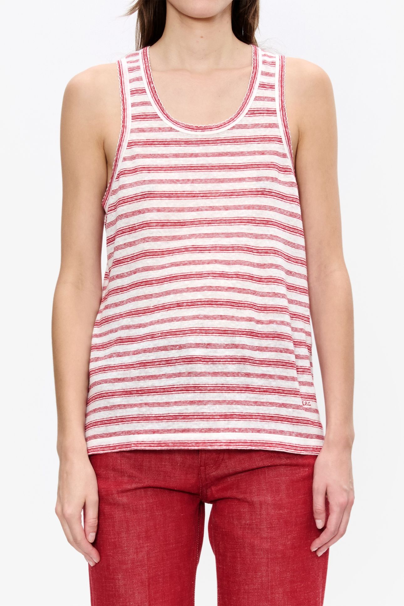 TOP LOOSE-FIT SLEEVELESS STRIPED RED 1