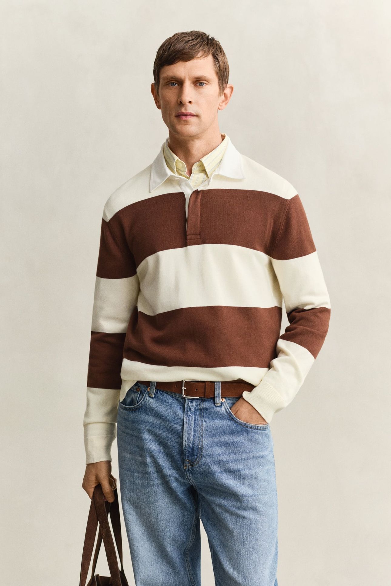BARSTRIPED COTTON POLO CREAM 1