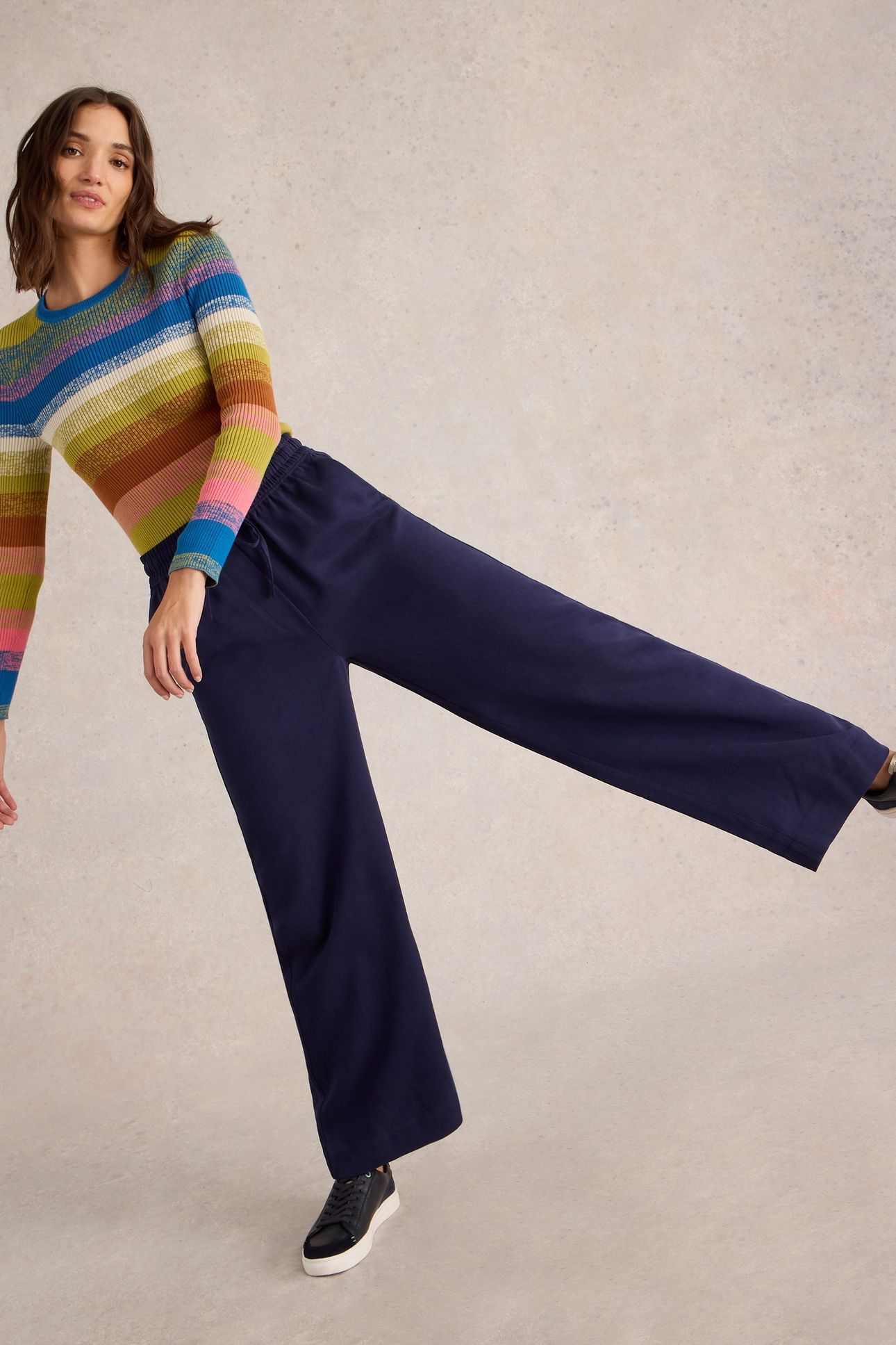 BELLE PULL ON WIDE LEG TROUSER DARK NAVY 2