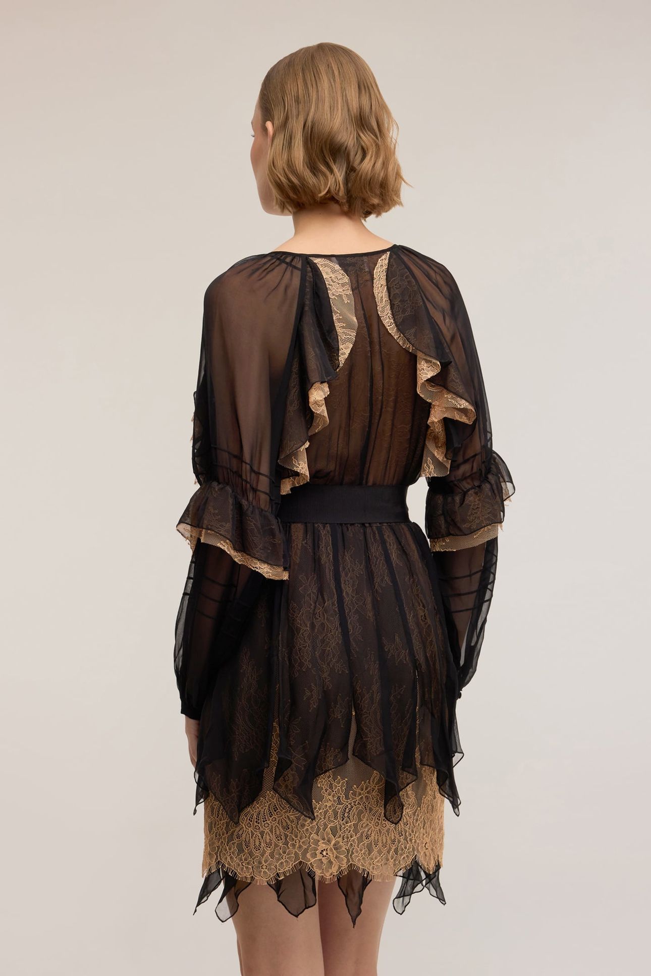 GEORGETTE AND LACE SMART COUTURE DRESS BLACK 2