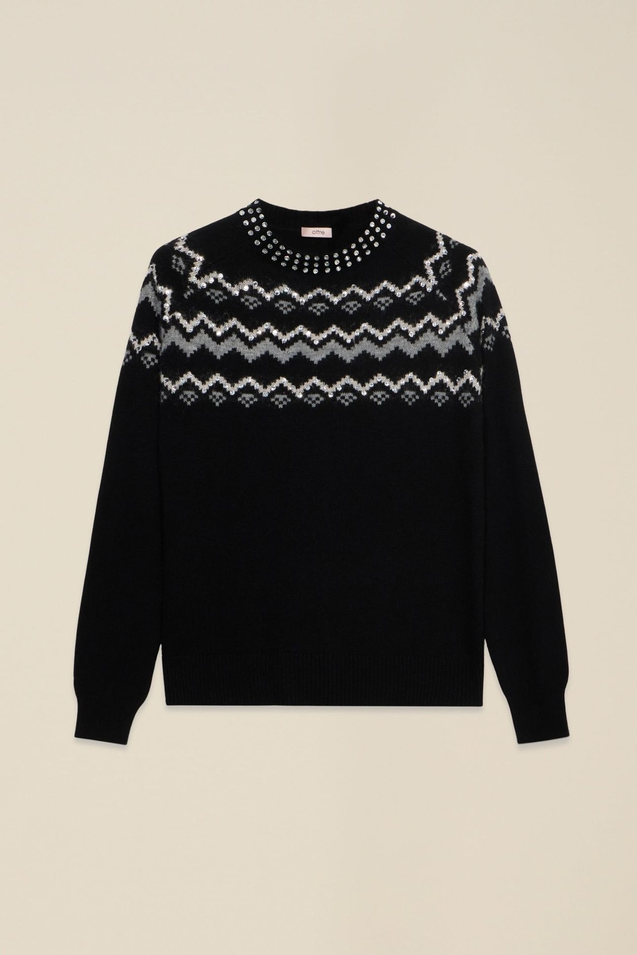 MIXED WOOL JACQUARD SWEATER WITH APPLIQUÉS BLACK 3