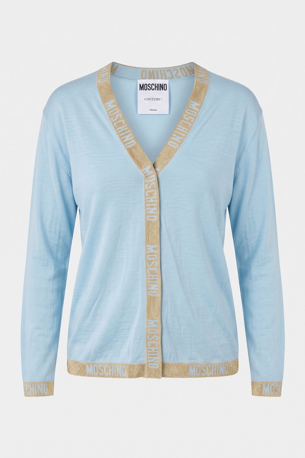 LOGO TAPE WOOL CARDIGAN BLUE 3