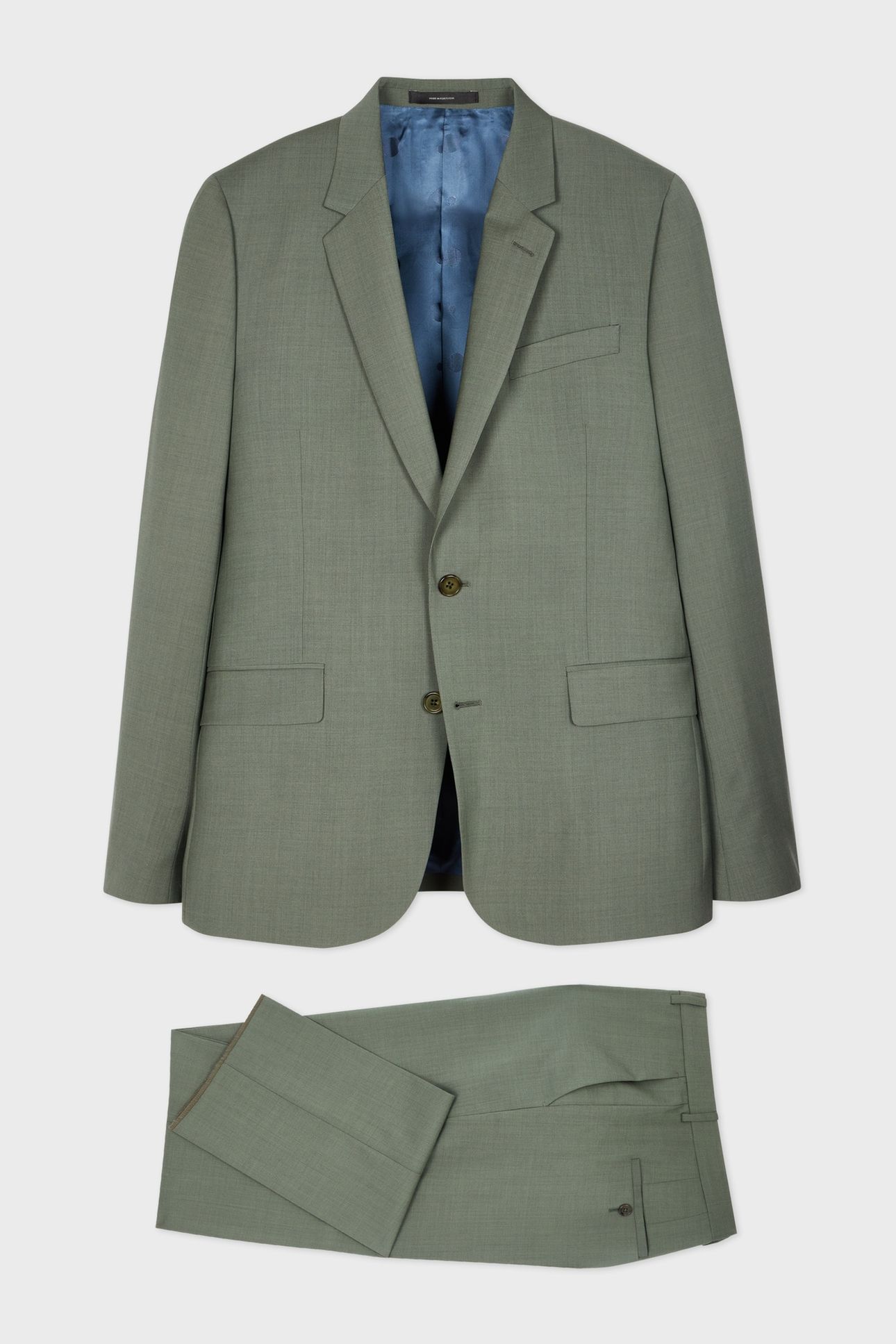 MENS TAILORED FIT 2 BUTTON SUIT PETROL GREEN 1