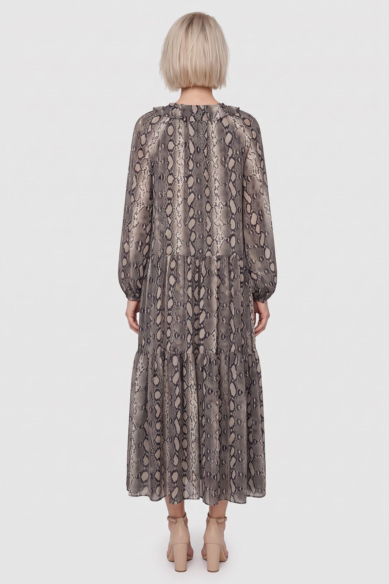 SNAKE RUFFLE NECK CAFTAN SOFT ECRU 2