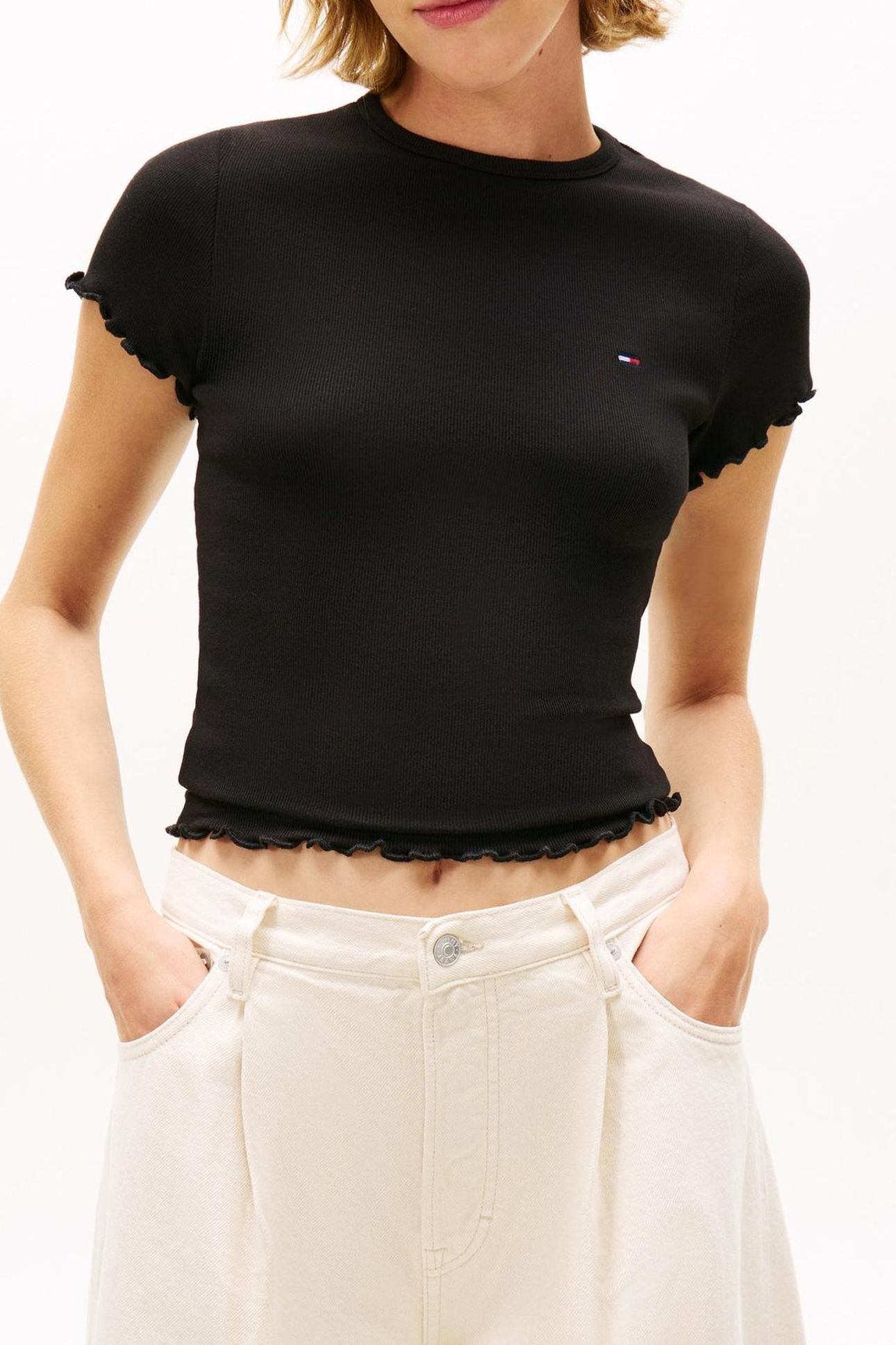 TJW SLIM LETTUCE EDGE T-SHIRT BLACK 1