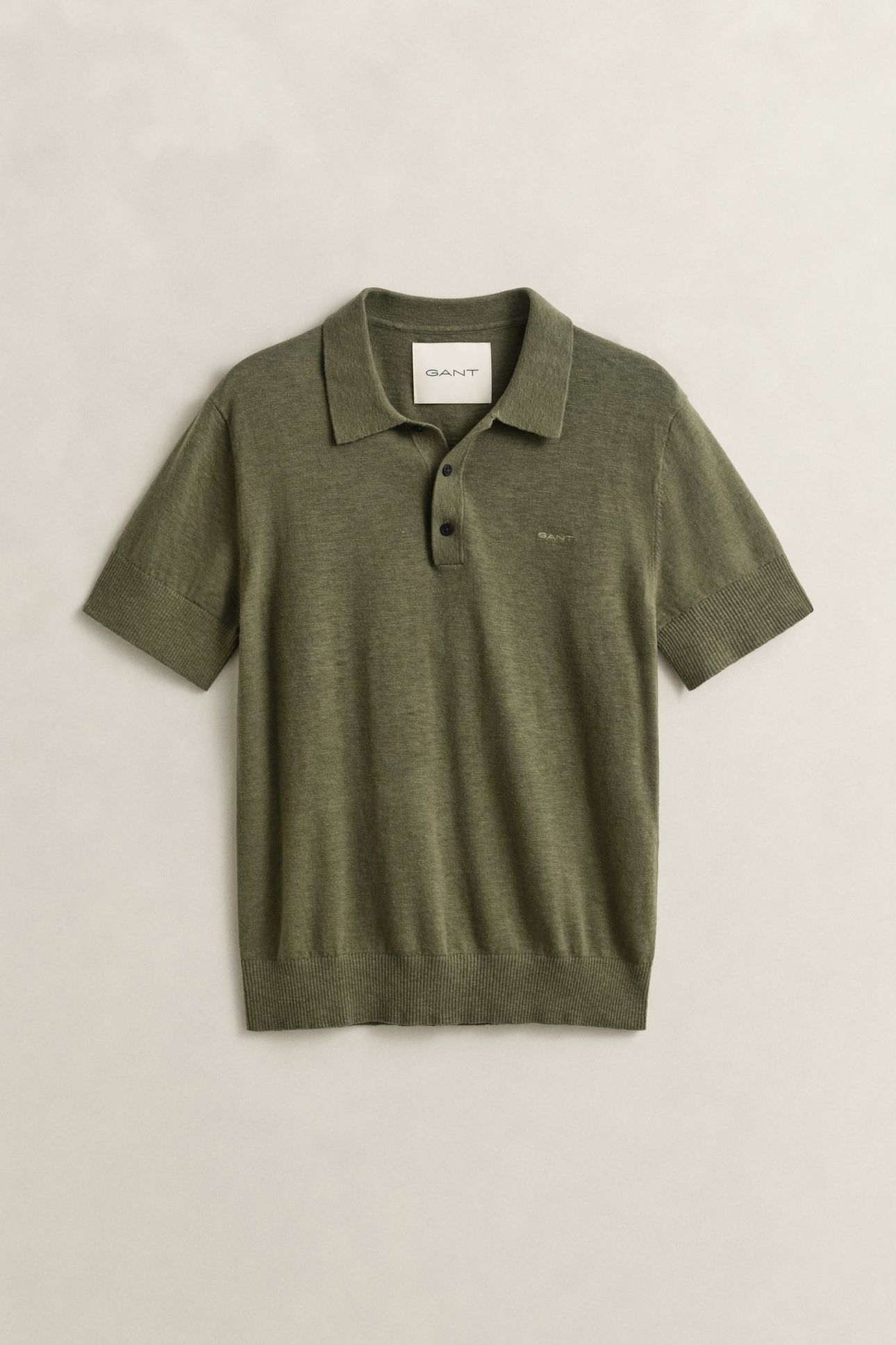 SLUB COTTON LINEN SS POLO DRY HERB GREEN 4