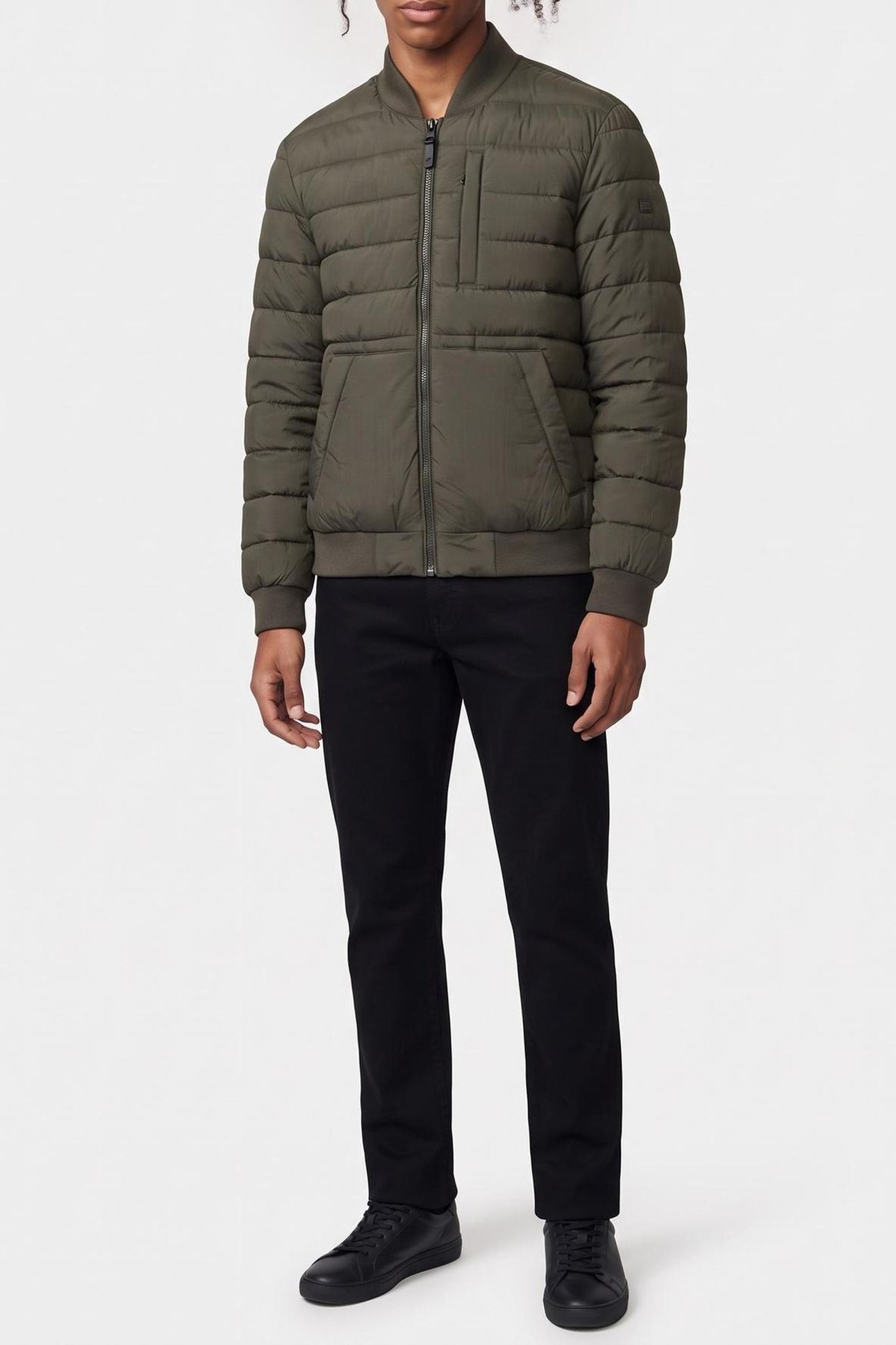 CRINKLE NYLON BOMBER OLIVE 1