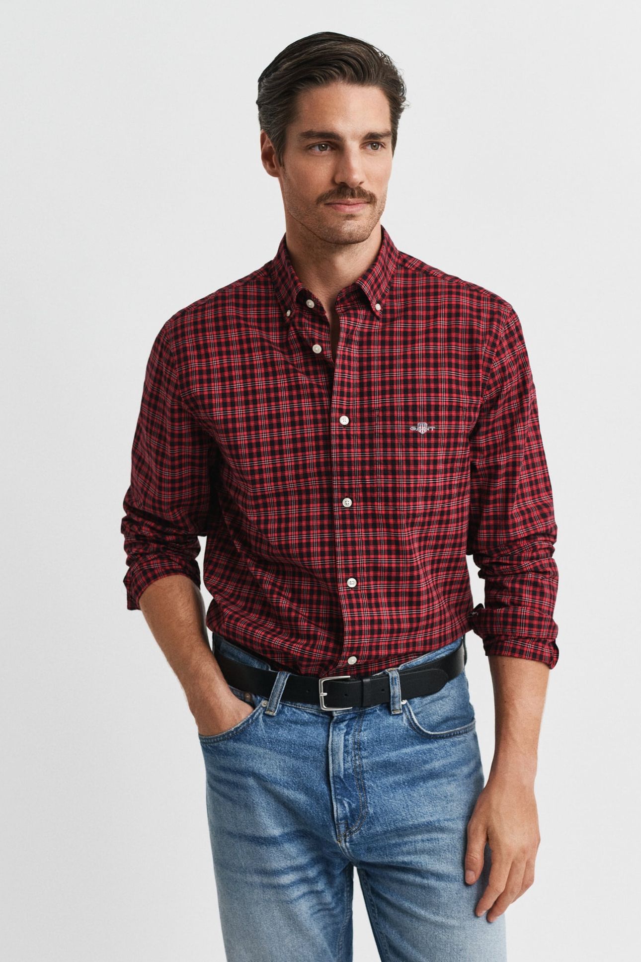 REG CLASSIC POPLIN CHECK SHIRT RUBY RED 1