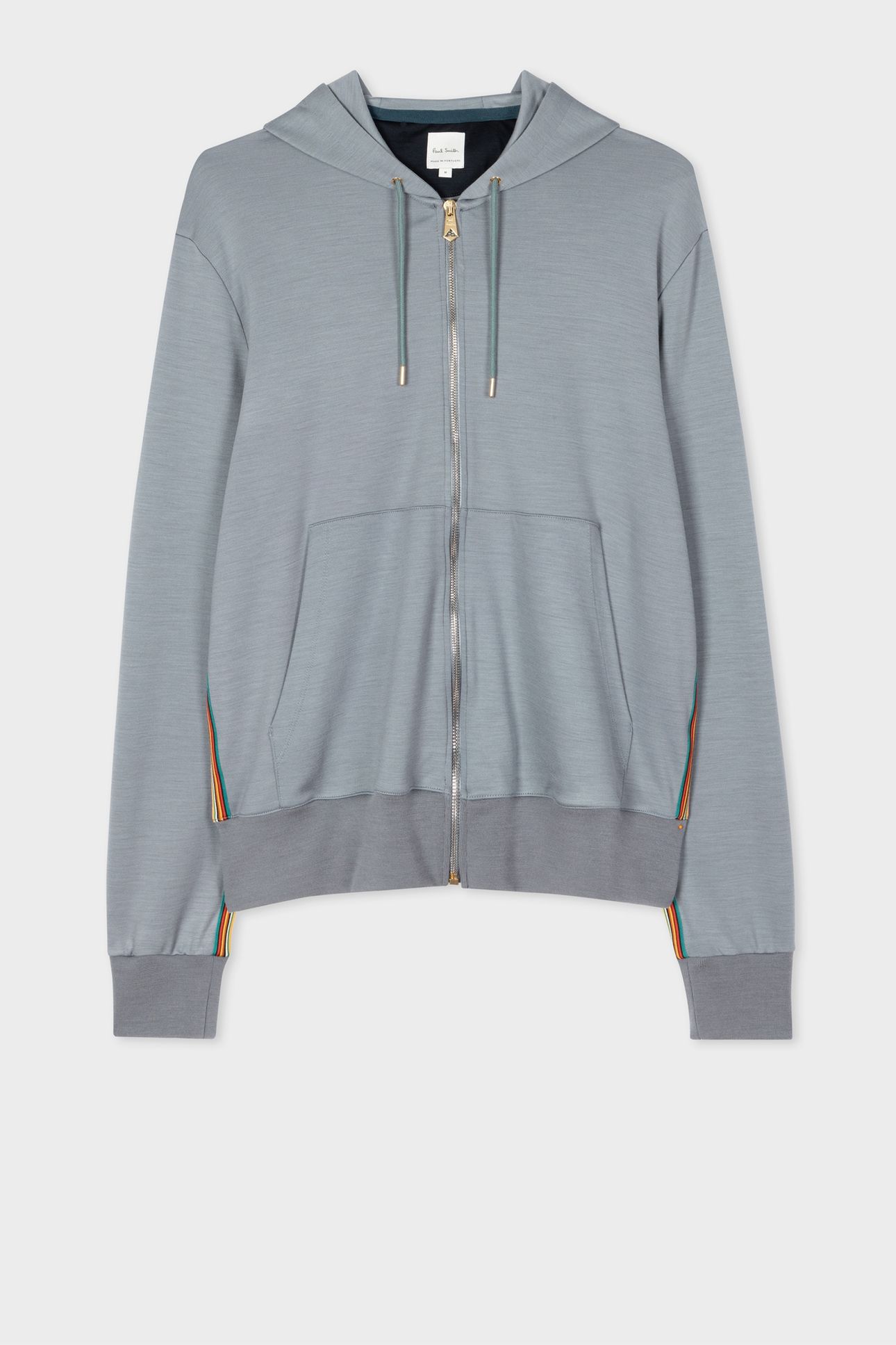 MENS ZIP THROUGH TAPED SEAM HOODIE GREYISH BLUE 4