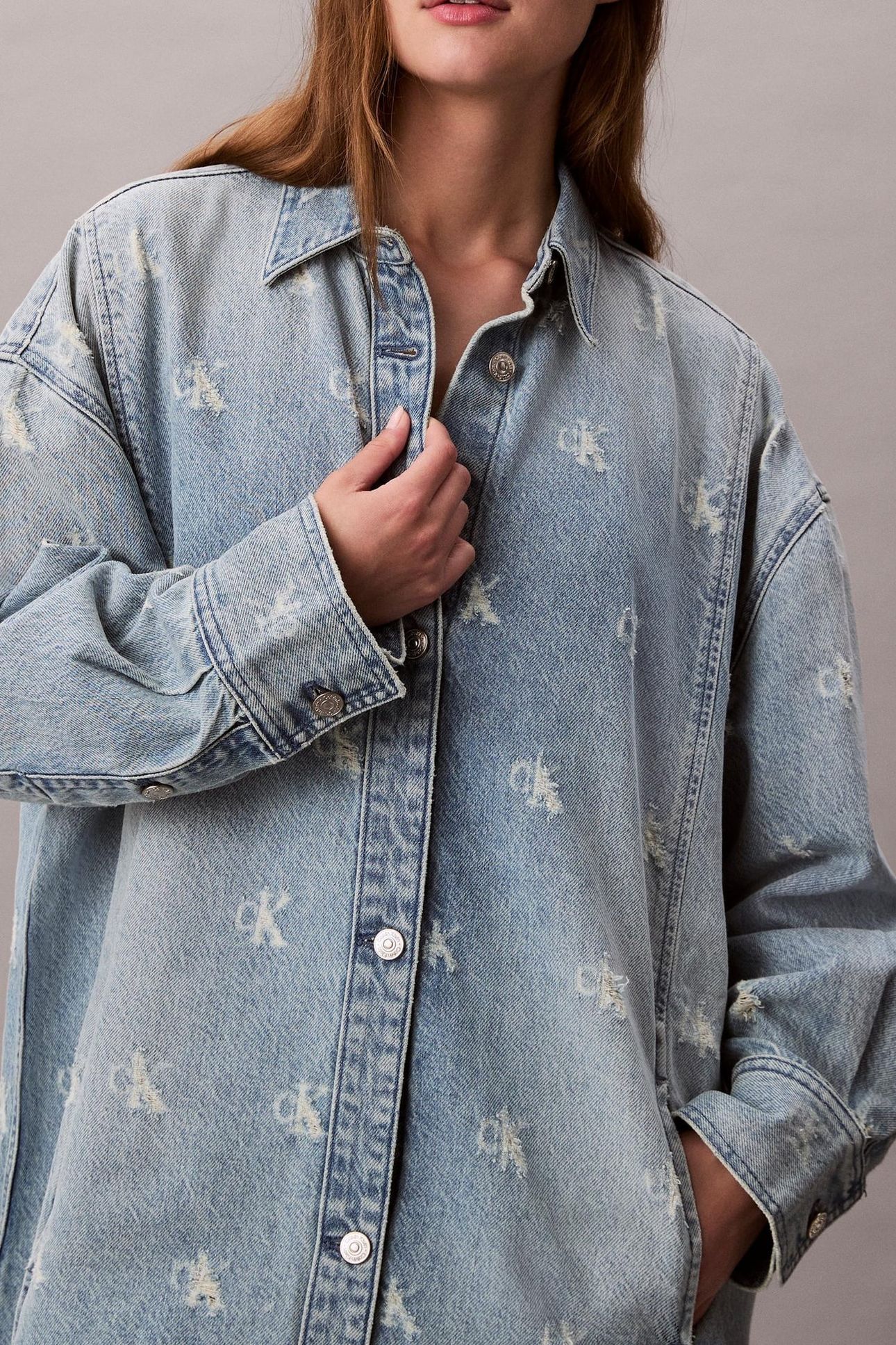 DENIM SHIRTDRESS CK DISTRESSED INDIGO 4