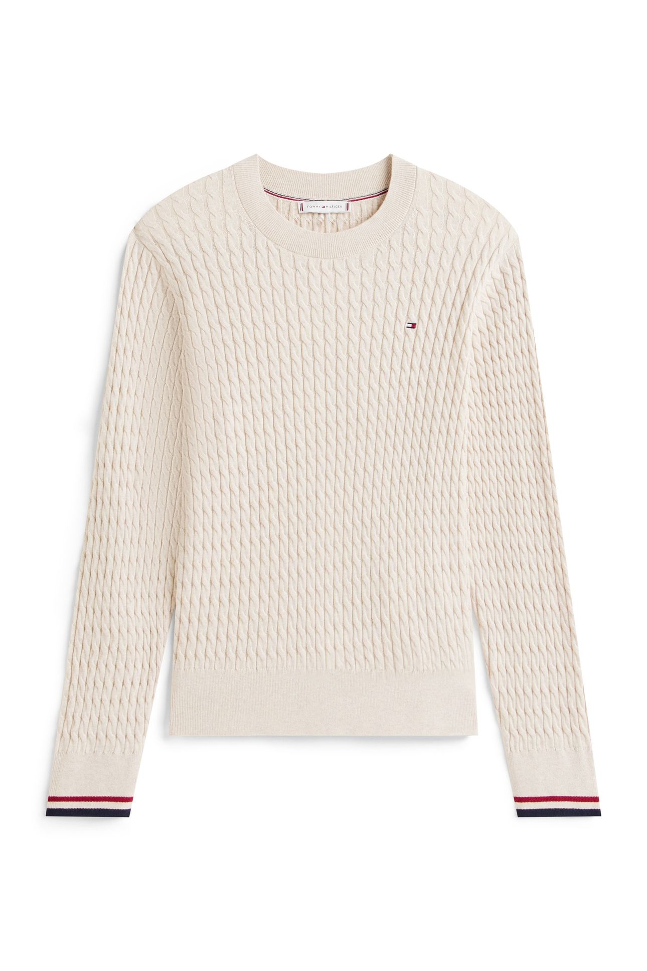 CO CABLE FINE GG C-NECK HEATHER OATMEAL GS TIPPING 4